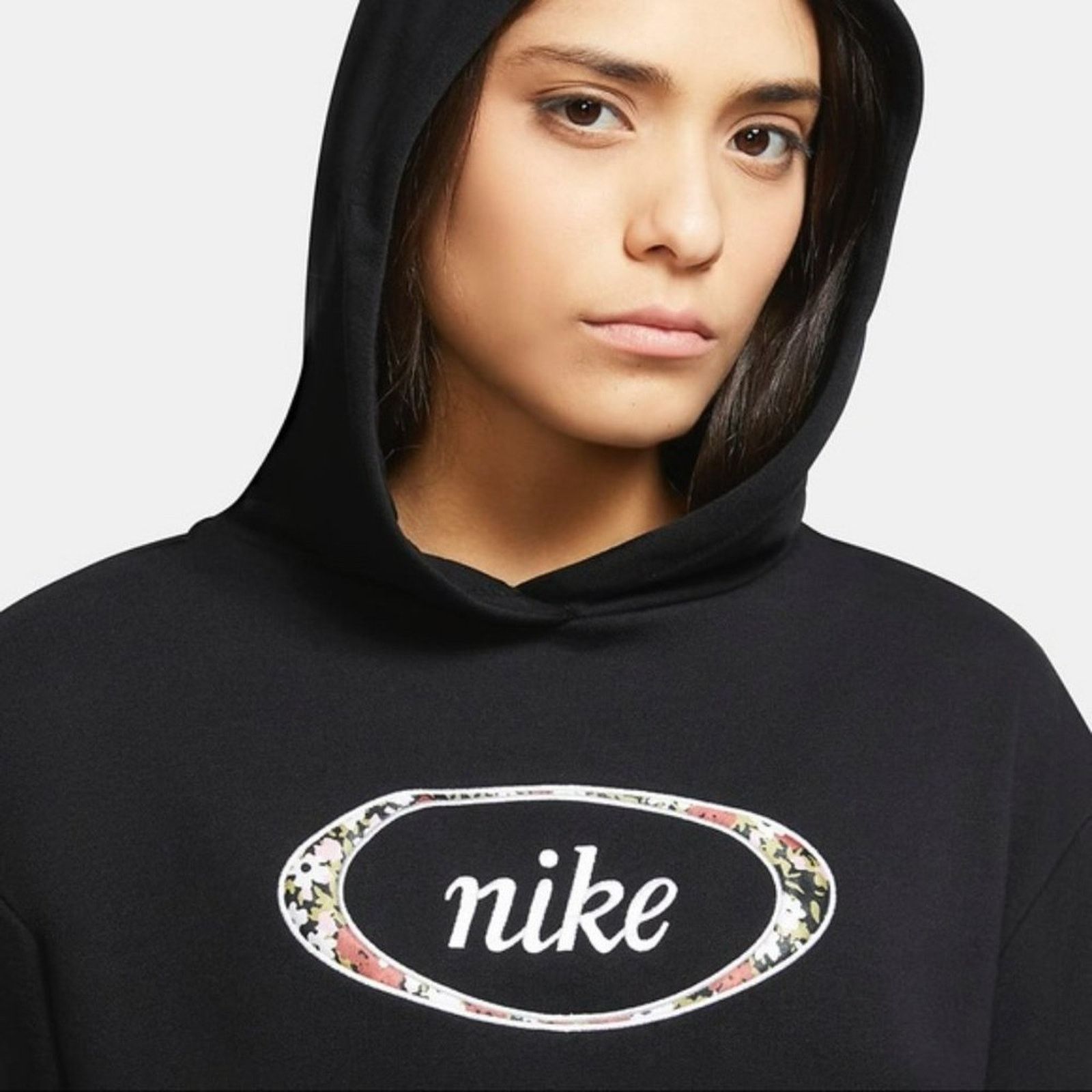 Nike Nike Black Floral Logo Pullover Hoodie Size M / US 6-8 / IT 42-44 - 4 Thumbnail