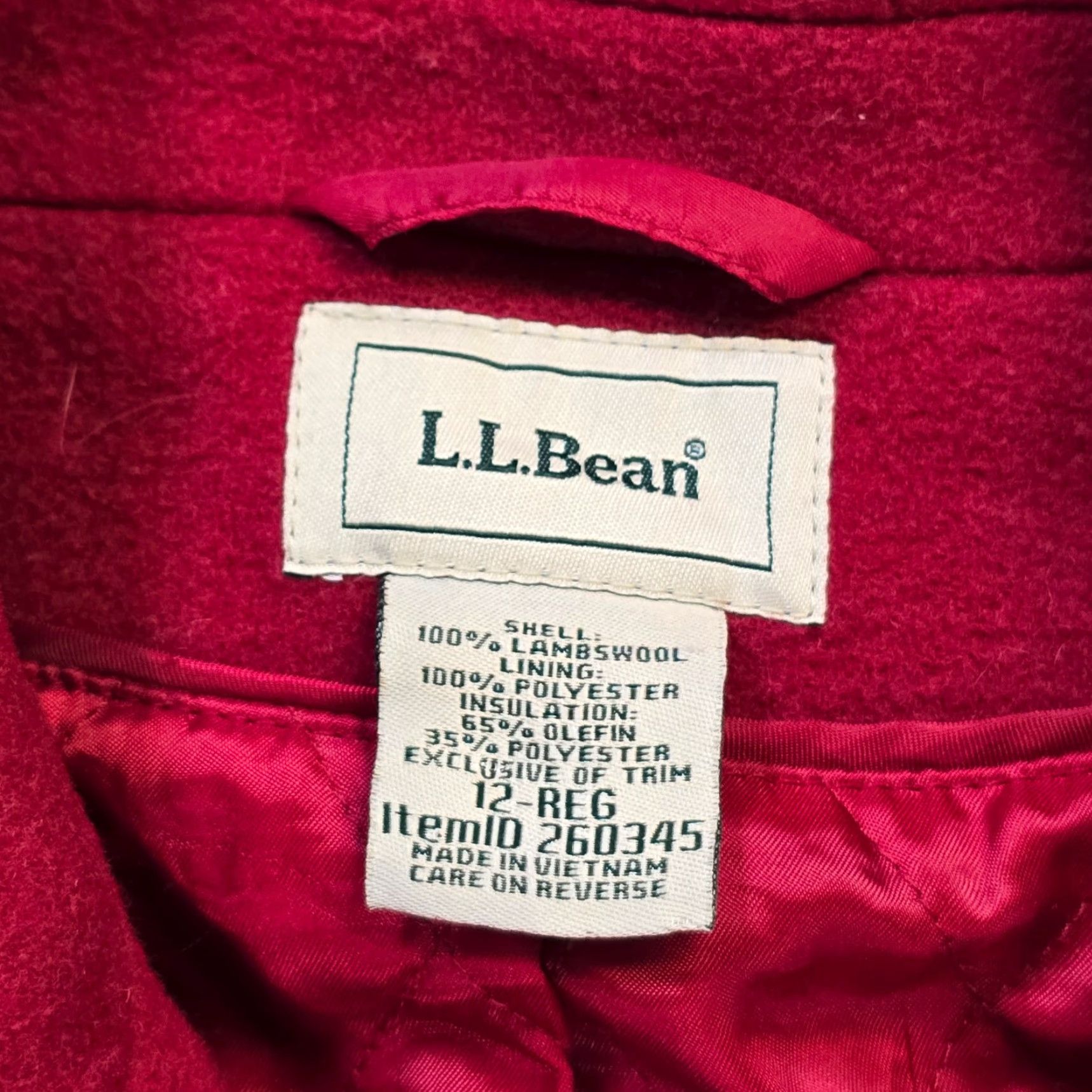 Vintage VINTAGE LL Bean Jacket Womens 12 Red Pea Coat Lambswool Button Heavy Classic Nautical Women Size XL / US 12-14 / IT 48-50 - 4 Thumbnail