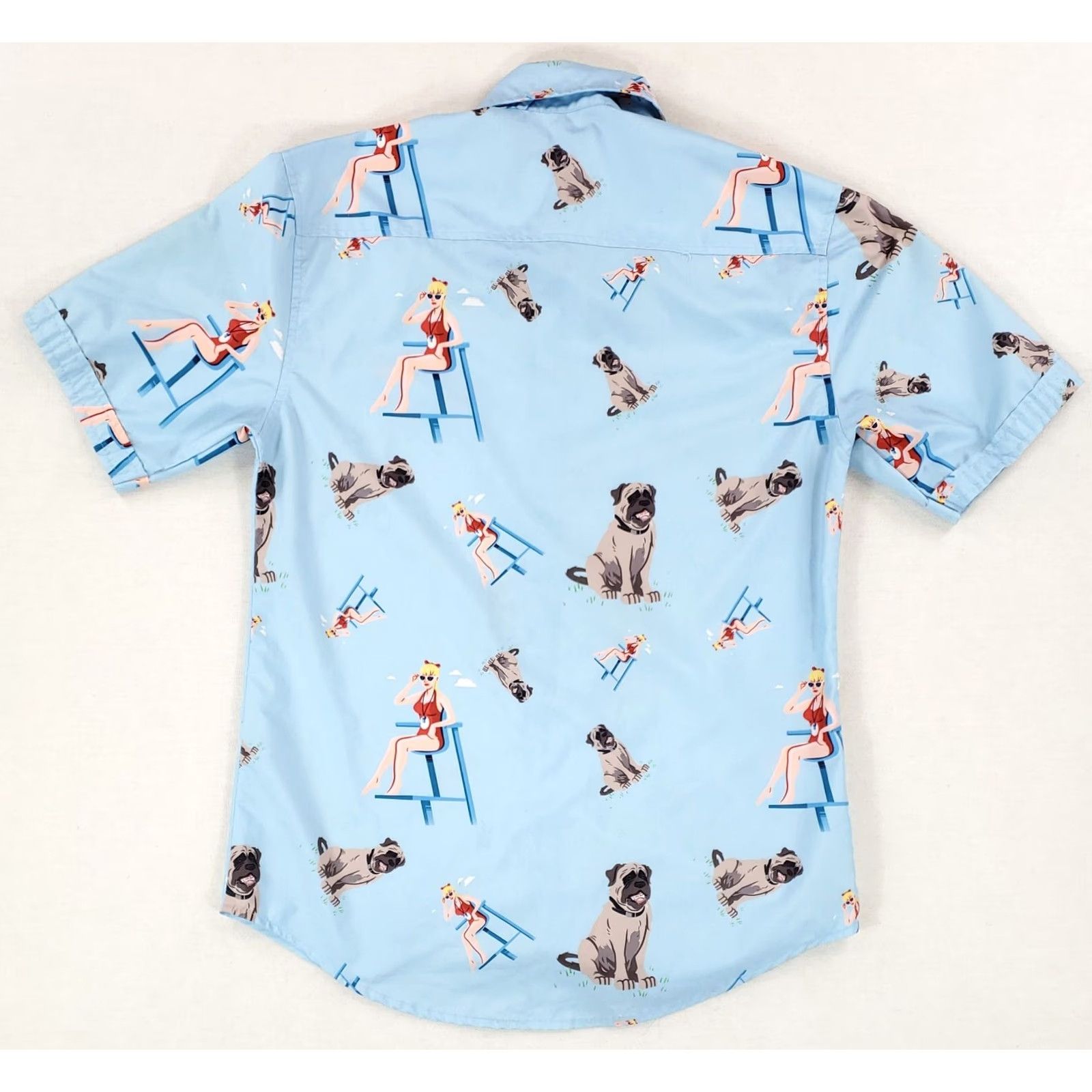 Vintage RSVLTS The Sandlot Hawaiian Camp Shirt Lifeguard Dog Light Blue Mens S Shirt Short Sleeve Button-Up Blue Men S Size US S / EU 44-46 / 1 - 3 Thumbnail