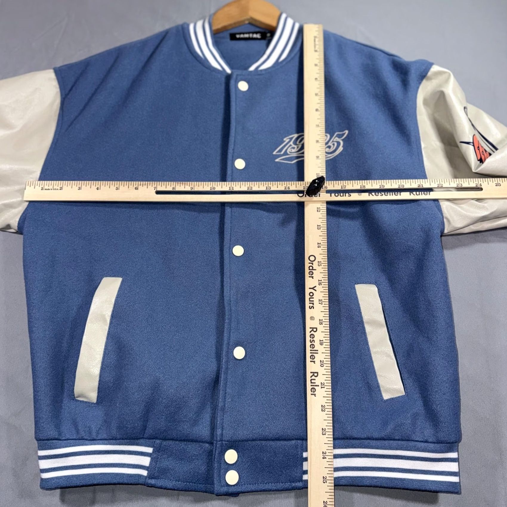 Vintage VAMTAC Varsity Jacket Mens M Blue White Heart Graphic 1965 Snap Button Jacket Size US M / EU 48-50 / 2 - 7 Thumbnail