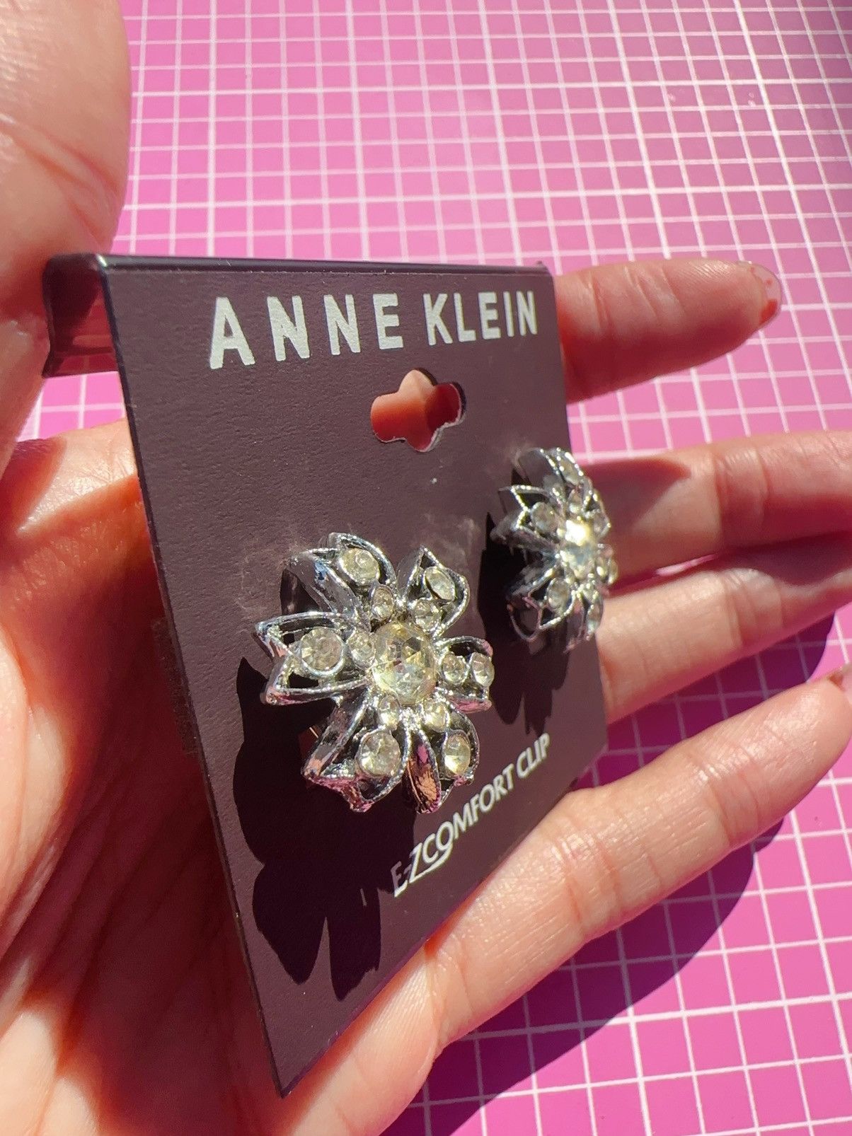 Anne Klein Anne Klein clip on earrings silver tone diamonds paved studs Size ONE SIZE - 3 Thumbnail