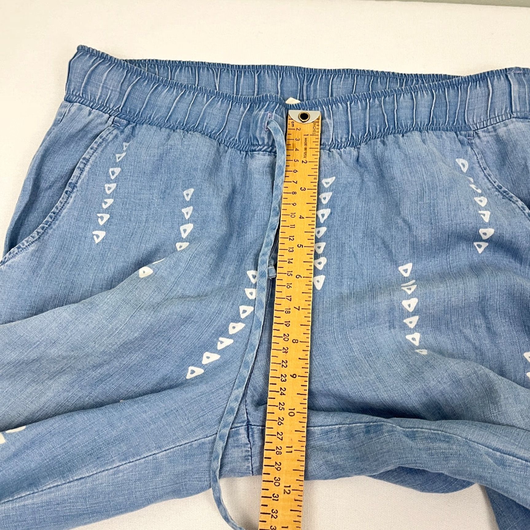 CLOT Cloth & Stone Pants Womens Medium W32 I31 Chambray Blue Wide-Leg Split Hem Print Size 32" / US 10 / IT 46 - 7 Thumbnail