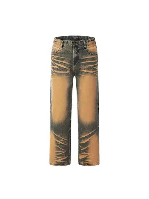 VIBE Retro yellow mud dyed water ripple jeans Size US 32 / EU 48 - 5 Thumbnail