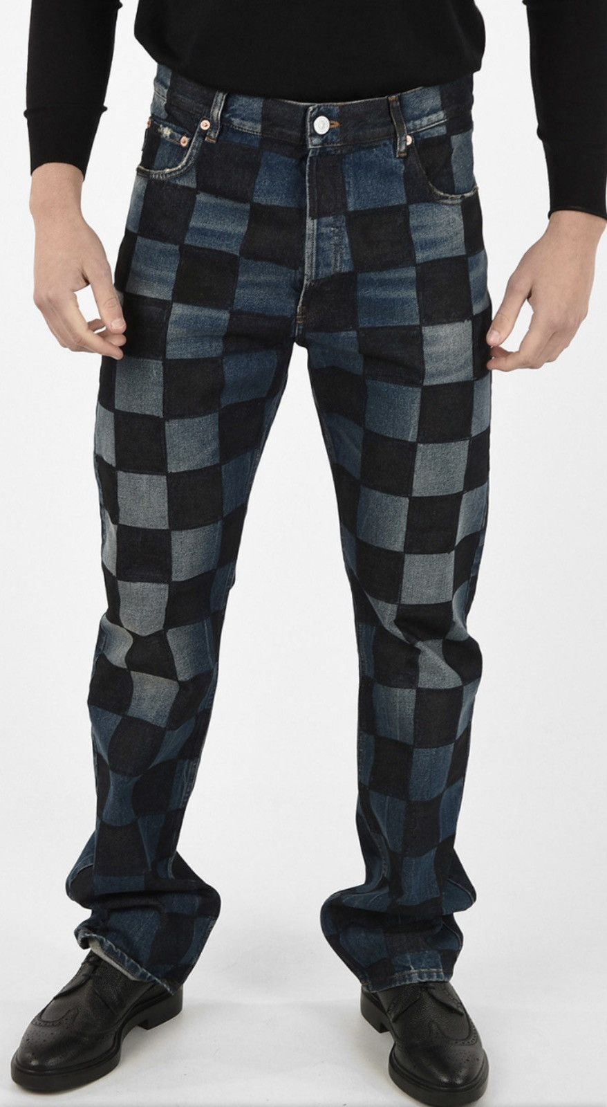 Balenciaga Checkerboard Paris Fit Sharpie Ombre Jeans Size US 30 / EU 46 - 1 Thumbnail