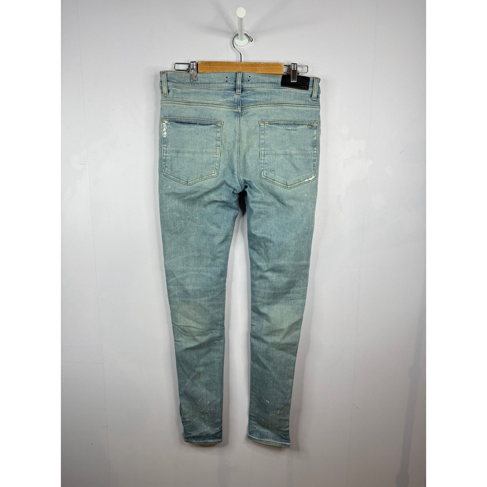 Amiri Amiri MX1 Green Plaid Patch Light Wash Blue Jeans Size US 34 / EU 50 - 2 Thumbnail