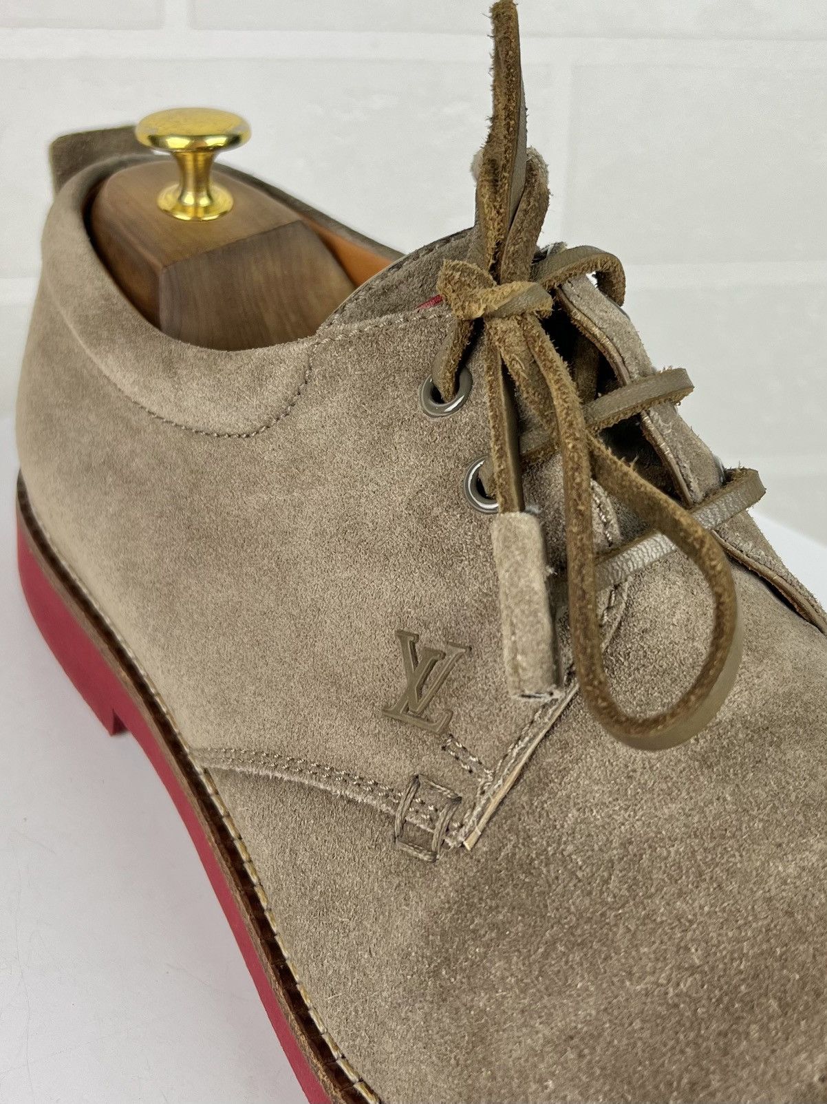 Louis Vuitton LOUIS VUITTON Derby Suede Shoes Lace Up LV Logo Beige Men's Size US 9.5 / EU 42-43 - 5 Thumbnail