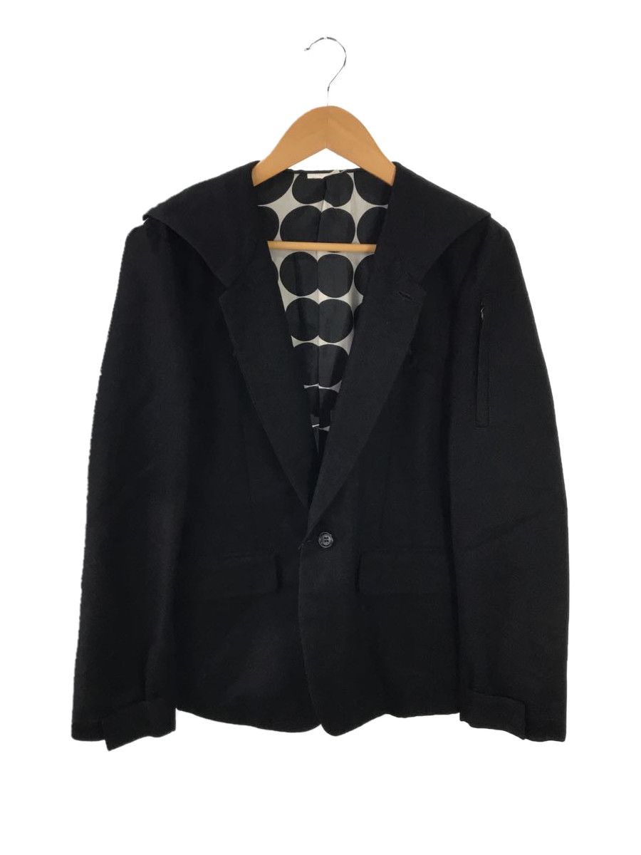 Jacket Black Tailored Dot Design Switch Rayon