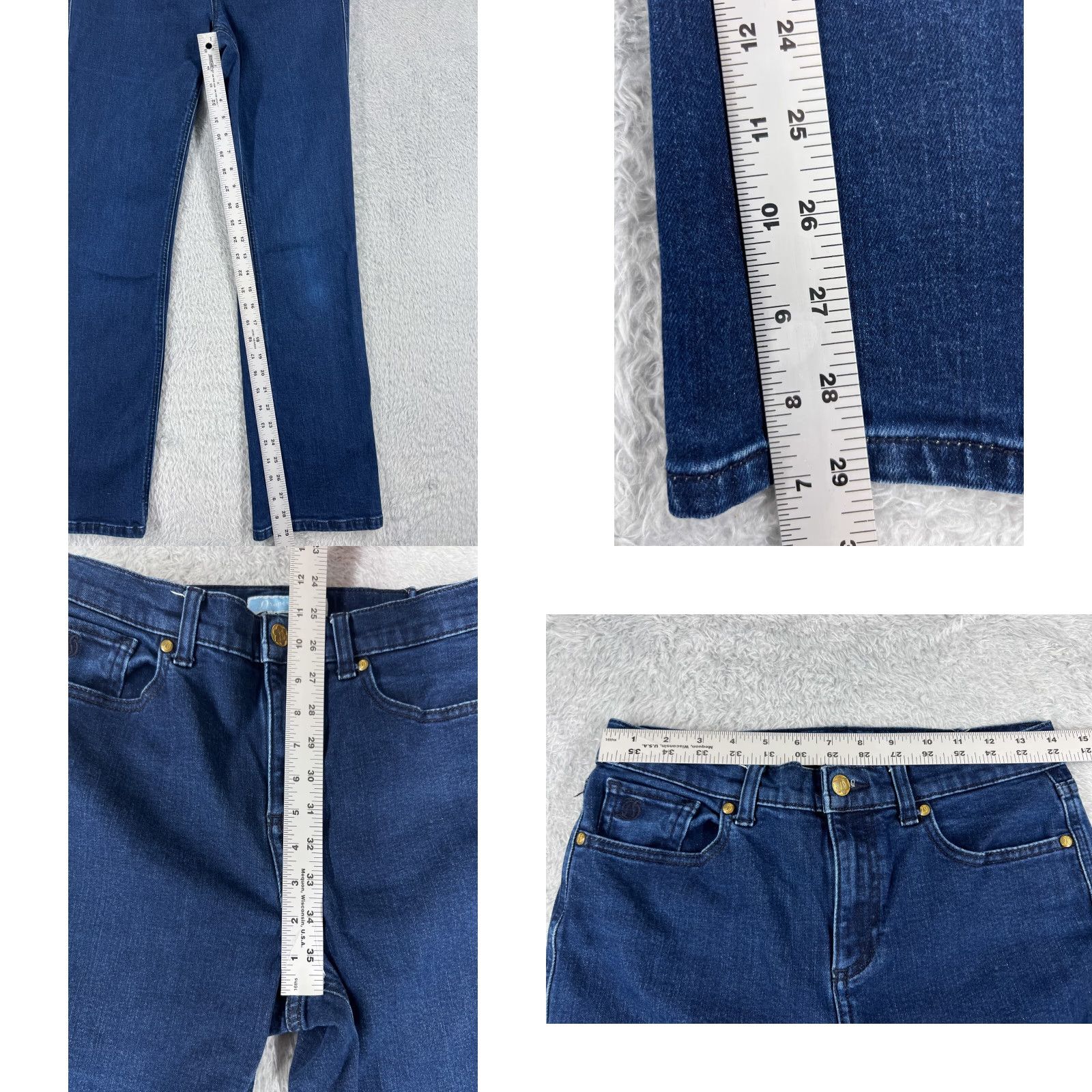 Vintage Draper James Jeans Womens 29 Blue Denim Straight Dark Wash Cotton 28x29 Jeans Brand Draper James Womens Jeans Dark Wash 29in Inseam 29 Size 29" - 8 Thumbnail
