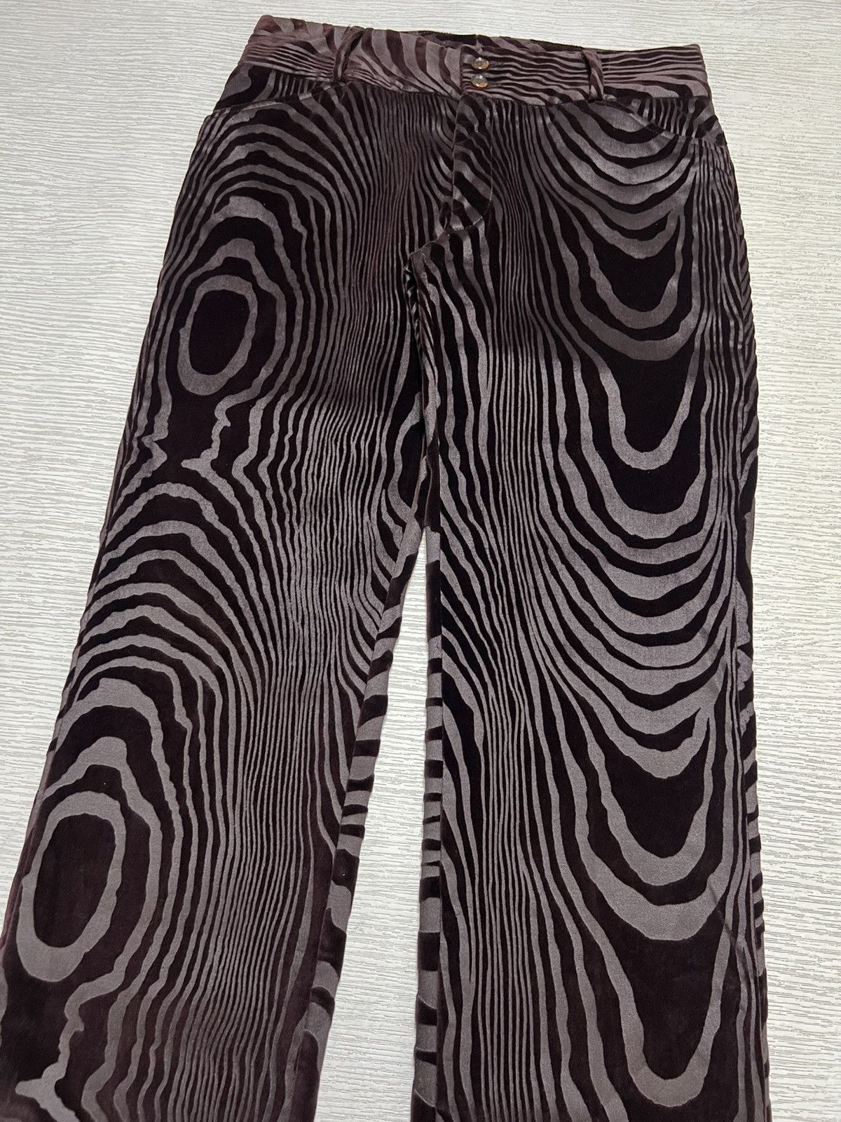 Dolce & Gabbana Dolce & Gabbana - Wood Pattern Allover Print Velvet Trouser Size US 30 / EU 46 - 7 Thumbnail
