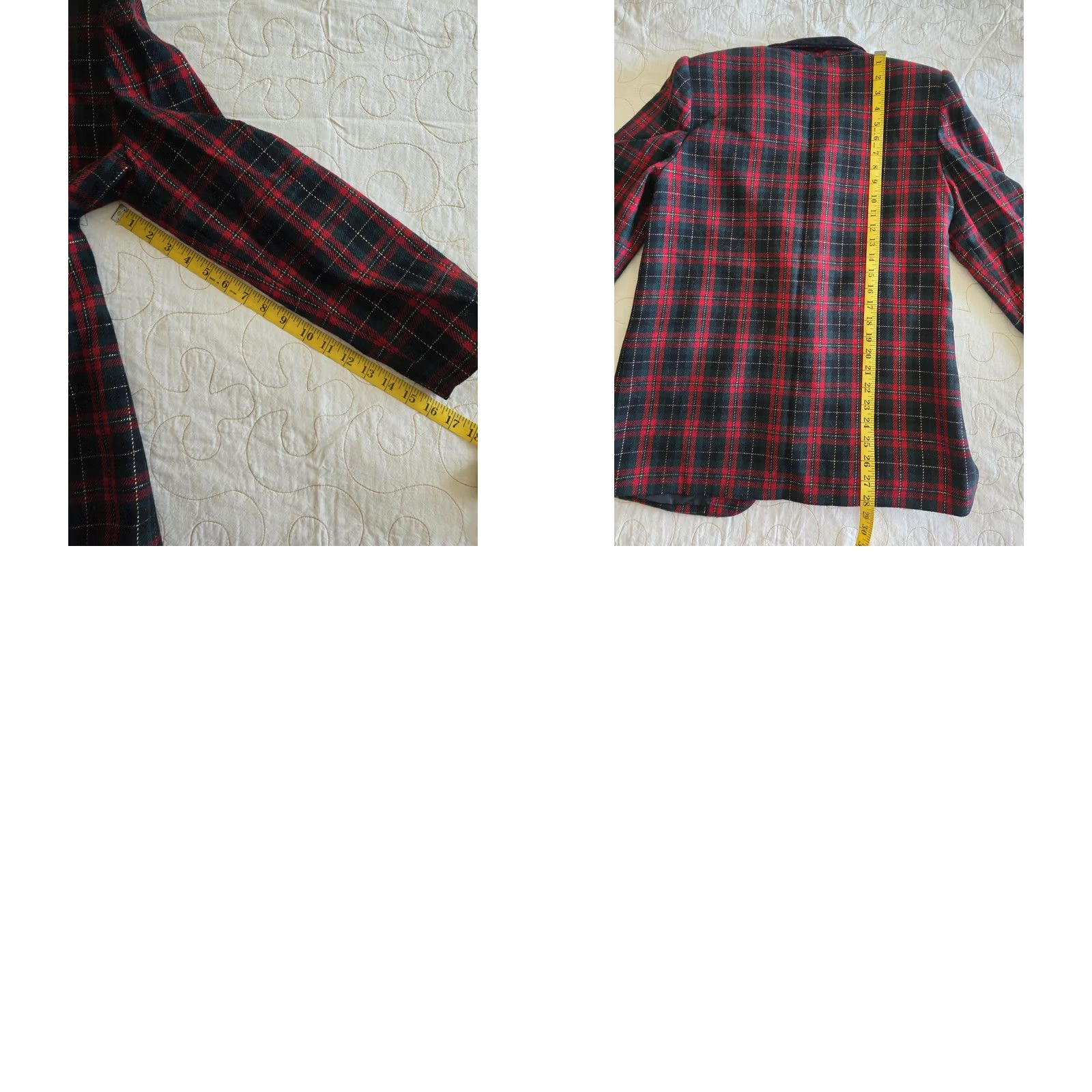 Vintage VINTAGE Sag Harbor Blazer Wool Plaid Red Black Velvet Collar 1990s Women Mens? Size L / US 10 / IT 46 - 8 Thumbnail
