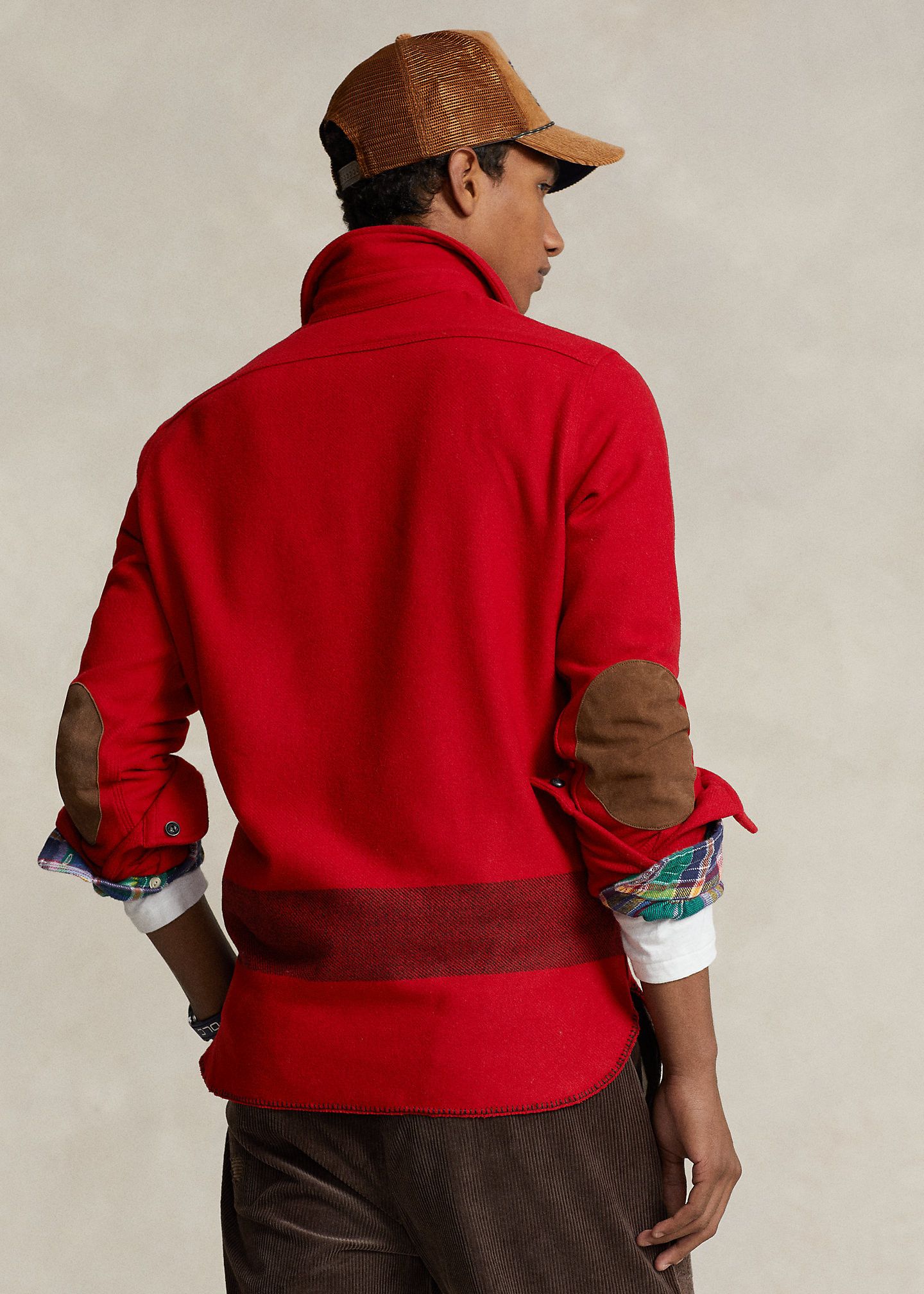 Polo Ralph Lauren MSRP~350€ Overshirt Wool Tweed + Leather, Mounties Style Red Size US S / EU 44-46 / 1 - 4 Thumbnail