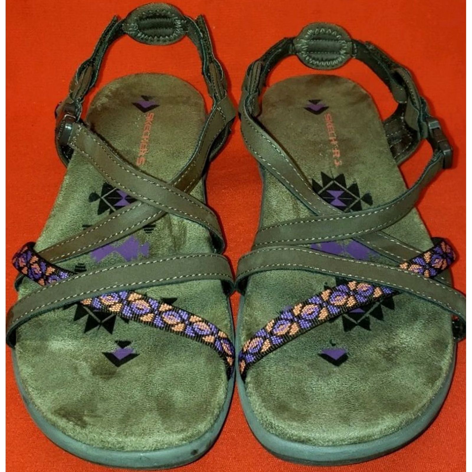 SKECHERS Skechers Women's Strappy Footbed Sandals Size 9M Brown Multicolored Accent Strap Casual Womens Shoes Size US 9 / IT 39 - 3 Thumbnail