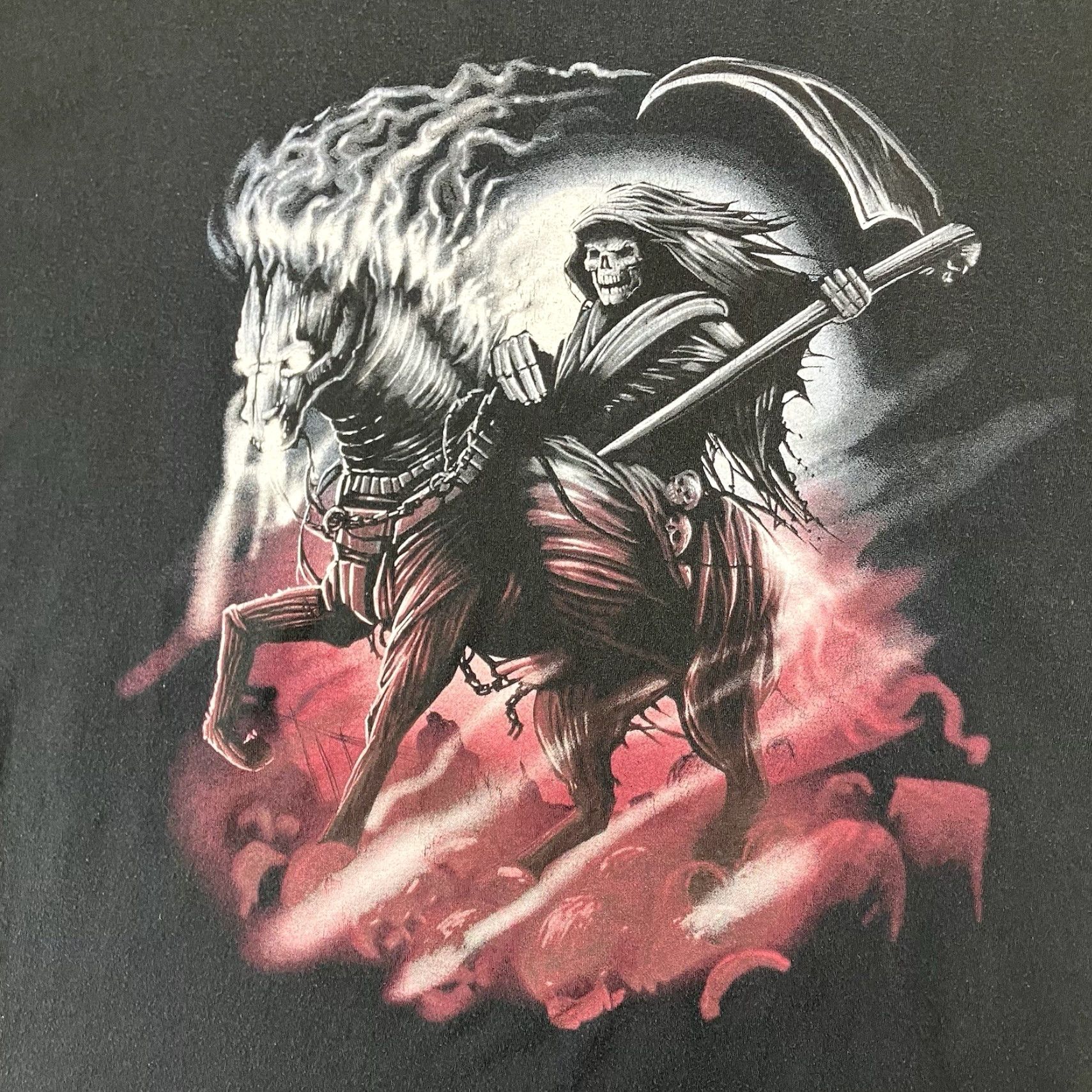 Gildan VINTAGE Grim Reaper Graphic T-Shirt Mens Oversized Large Black 2000s Death Skeletal Halloween Gildan Crew Neck Short Sleeve Size US L / EU 52-54 / 3 - 3 Thumbnail