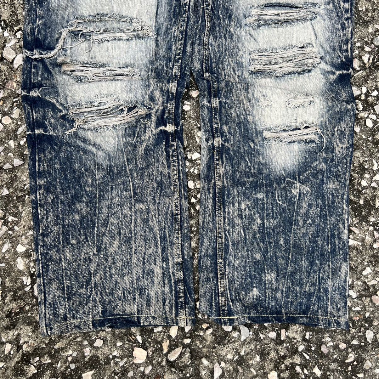 Japanese Brand “y2k style” HEAVY DISTRESSED ACID WASH JEANS Size US 43 - 5 Thumbnail