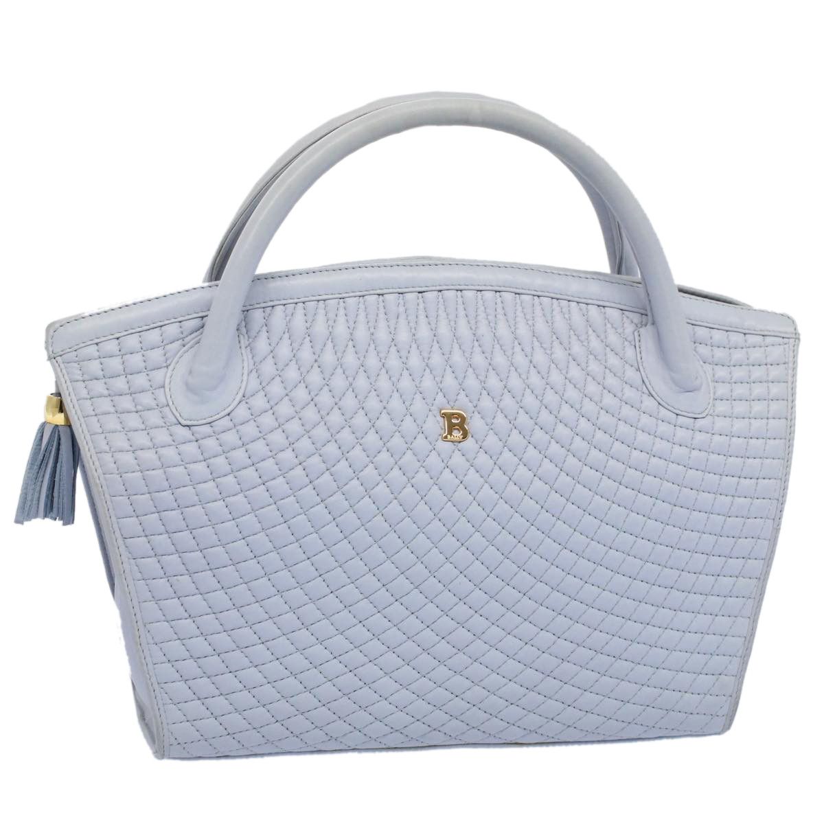 image of Bally Fringe Quilted Hand Bag Leather Blue Purple Auth Yk8553 in Blue/Purple, Women's