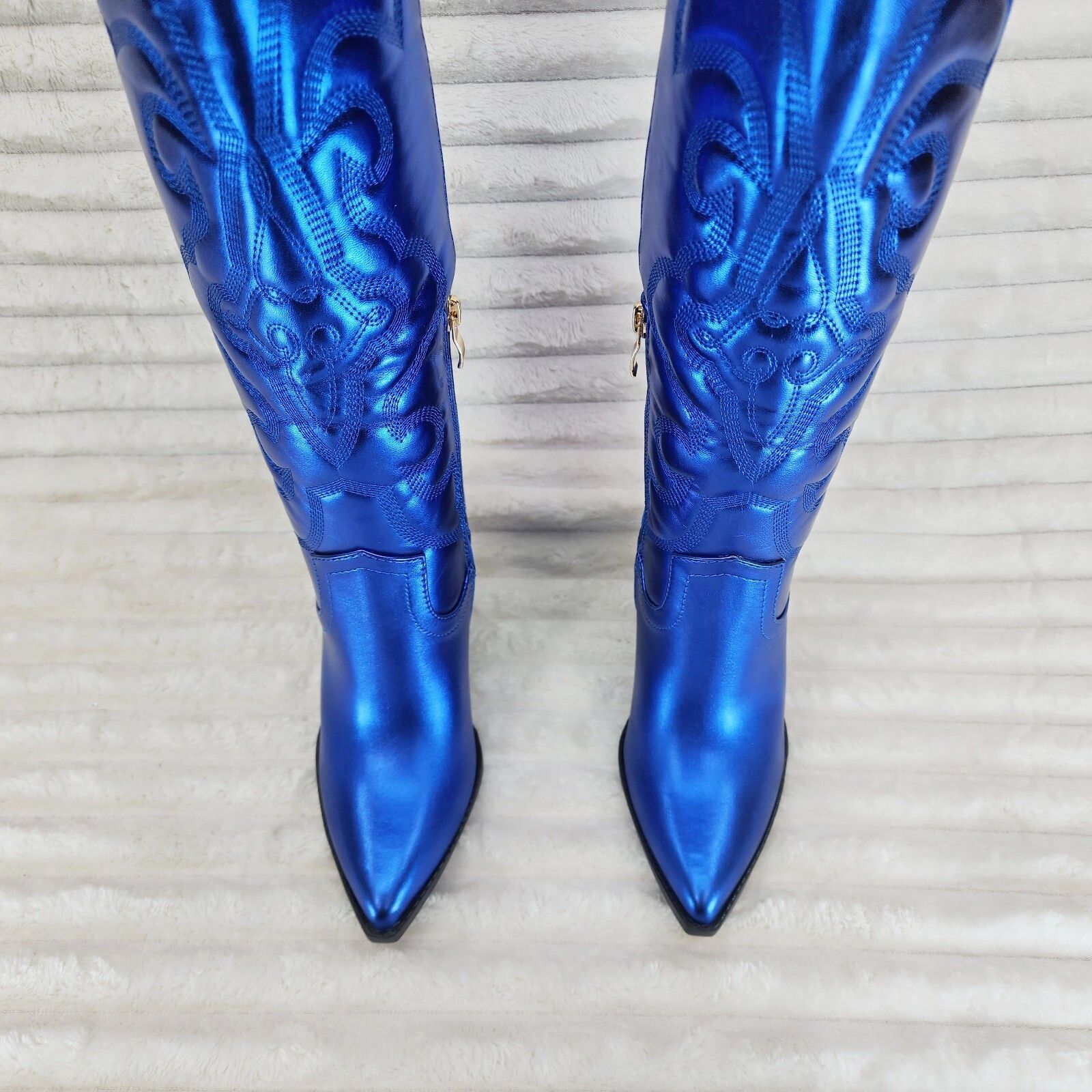 Other Electric Cowboy Brush Metallic Matte Western Knee High Cowgi Size US 6.5 / IT 36.5 - 9 Thumbnail