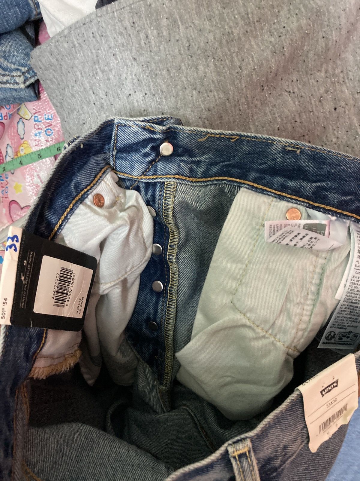 Distressed Levis 501 54 reproduction lot