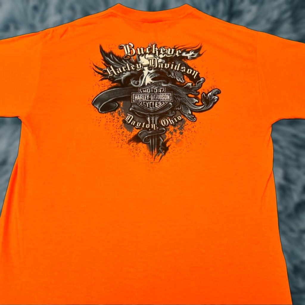 Harley Davidson VINTAGE Harley-Davidson Daytona Ohio Y2K Biker 2012 Shirt Orange L Adults Mens Short Sleeve Logo 90s Grunge Hip Hop Motorcycle Punk VTG Size US L / EU 52-54 / 3 - 1 Thumbnail