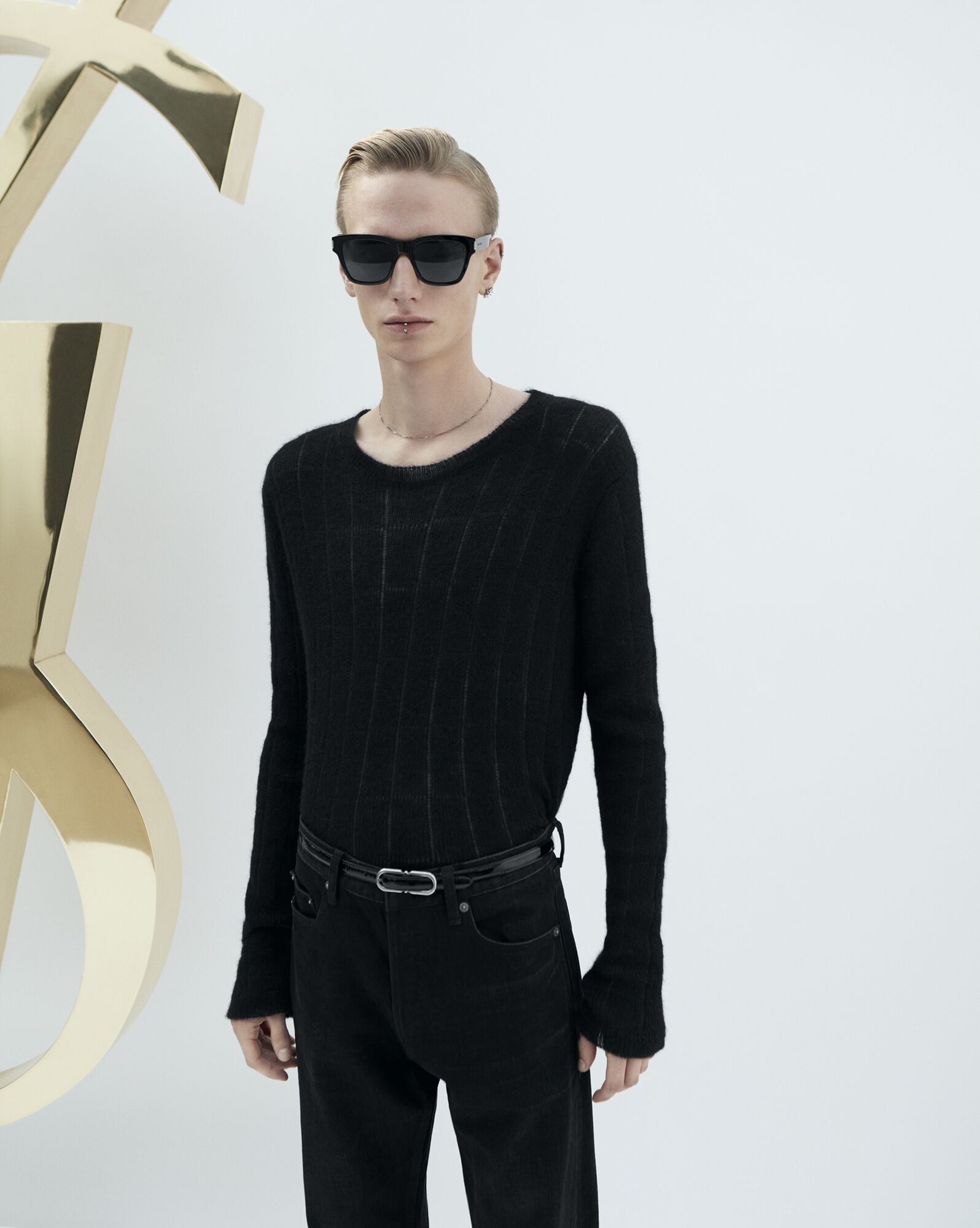 Saint Laurent Paris o1s1wg111224 Sweater In Ribbed Mohair And Wool in Black Size US L / EU 52-54 / 3 - 2 Thumbnail