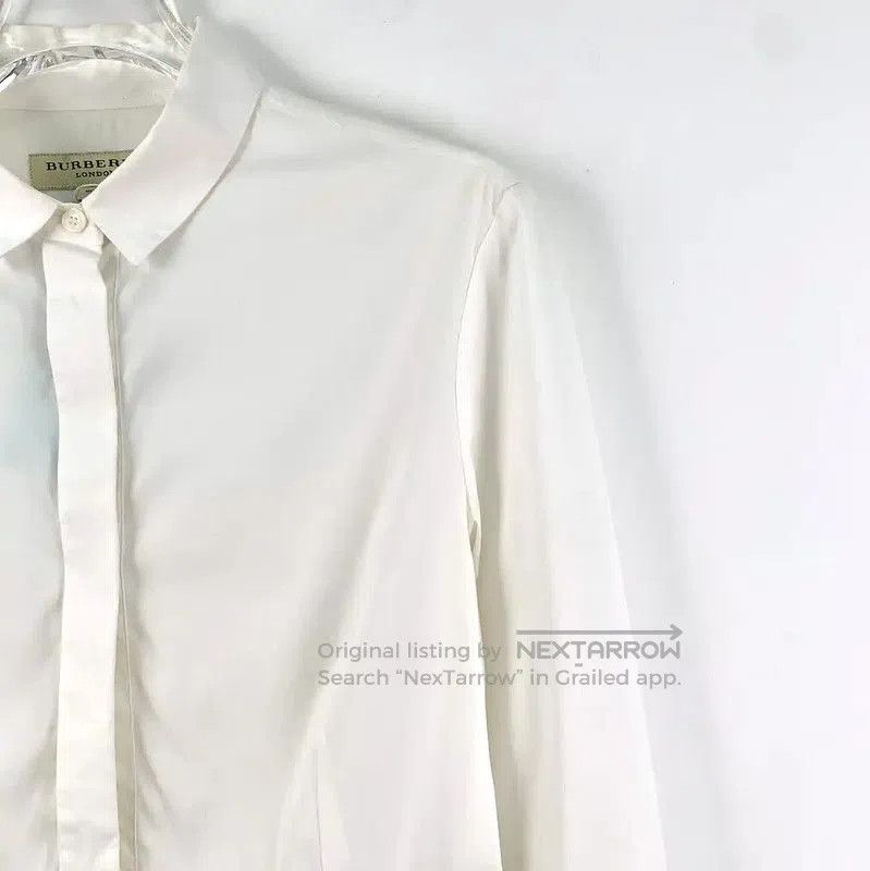 Burberry Burberry White Cotton Blend Long Sleeve Shirt. Size XS / US 0-2 / IT 36-38 - 3 Thumbnail
