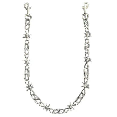 Jewelry Silver Barbed Wire Wallet Chain, Edgy Metal Link Chain Size ONE SIZE - 5 Thumbnail
