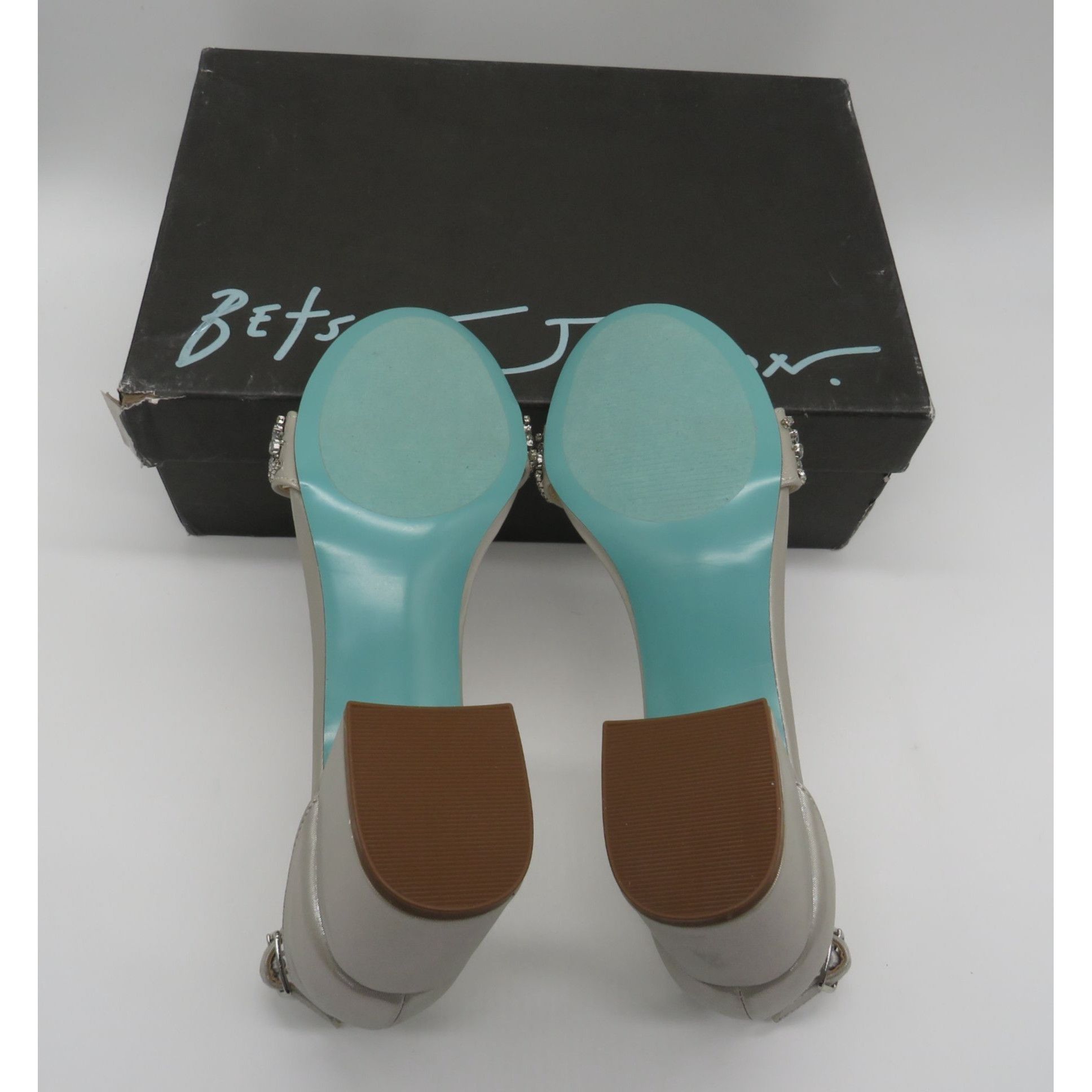 Betsey Johnson Betsey Johnson Women's Silver Block Heel Sandals Rhinestone Size US 5.5 / IT 35.5 - 8 Thumbnail