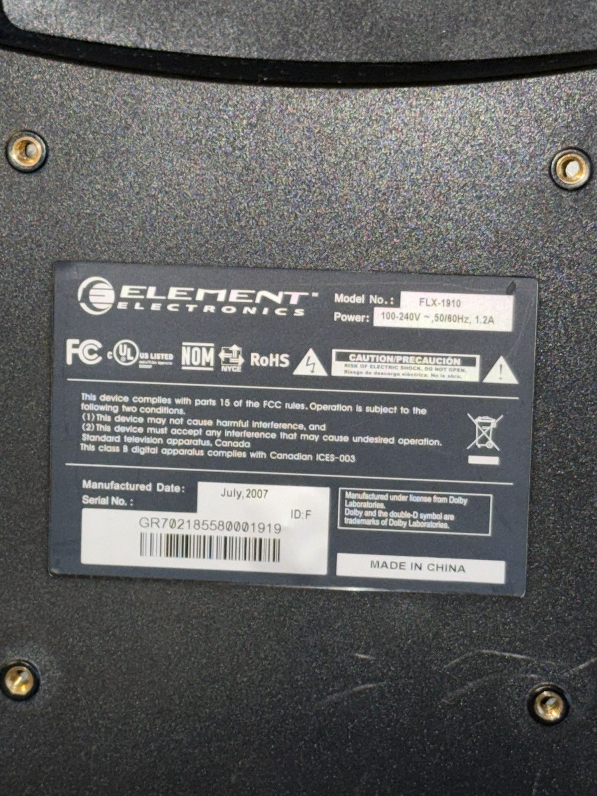 Element Element Electronics 19 Inch HDMI TV 2007 Used Pre Owned Size ONE SIZE - 7 Thumbnail