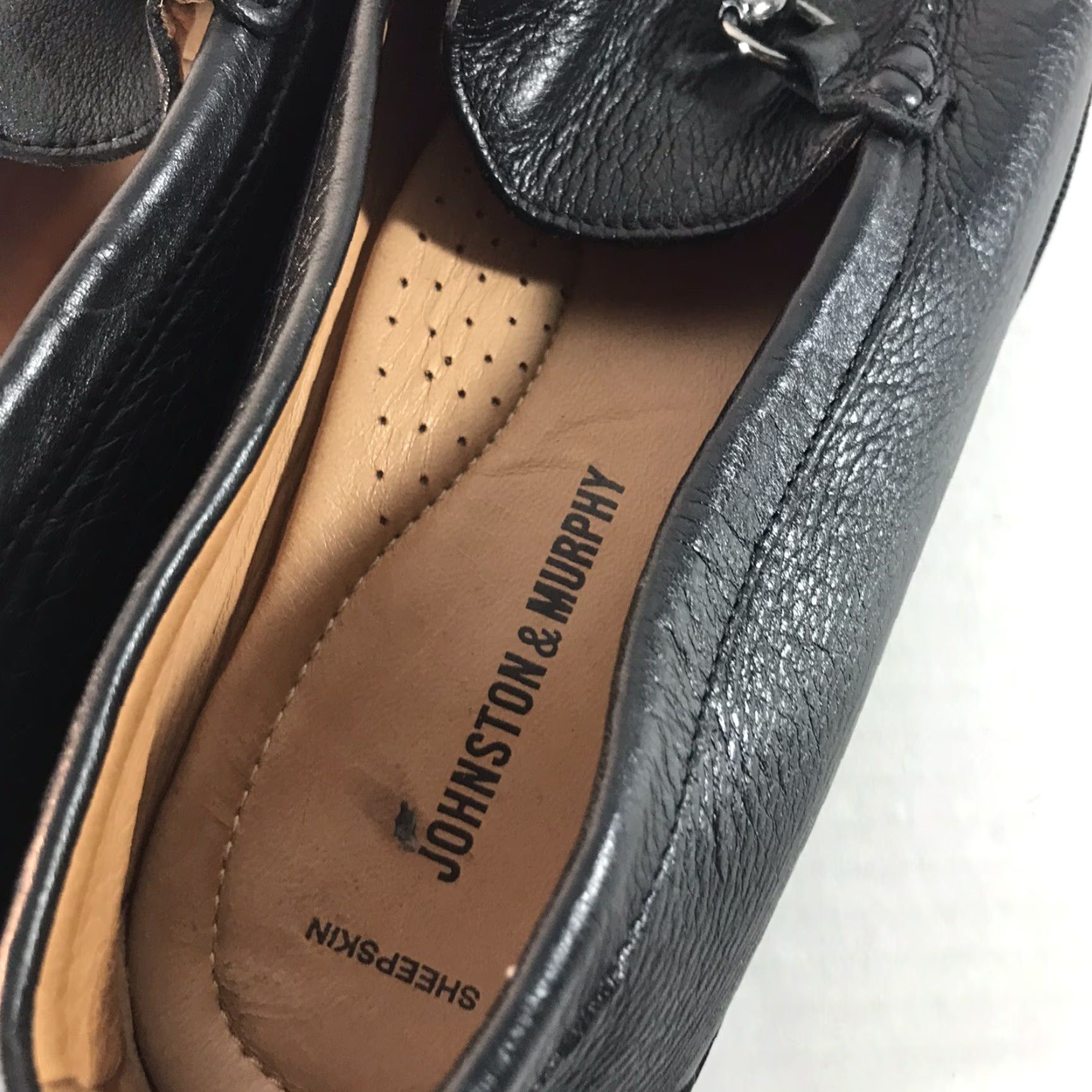 Johnston & Murphy Johnston Murphy Black Sheepskin Slip On Loafers Mens Size 11.5M Brazil Size US 12 / EU 45 - 3 Thumbnail