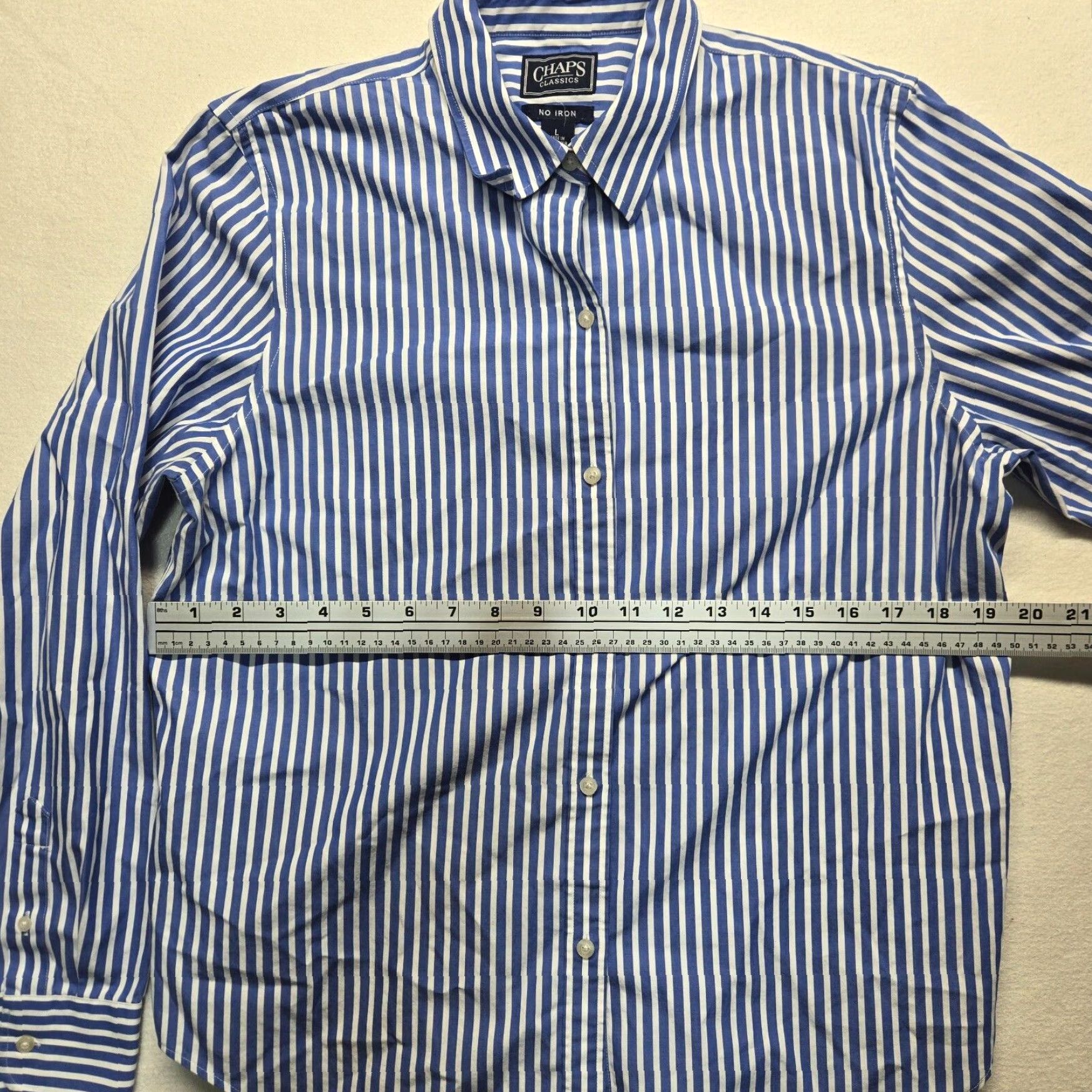 Chaps Chaps Blue Striped Button Up Long Sleeve Shirt Adult Men's Large Size US L / EU 52-54 / 3 - 3 Thumbnail