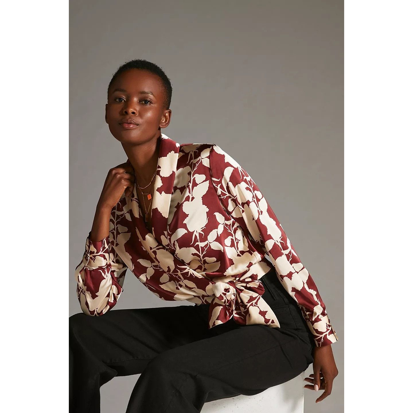 Anthropologie New Anthropologie Nyla Wrap Long Sleeve Blouse $148 SMALL Size S / US 4 / IT 40 - 3 Thumbnail