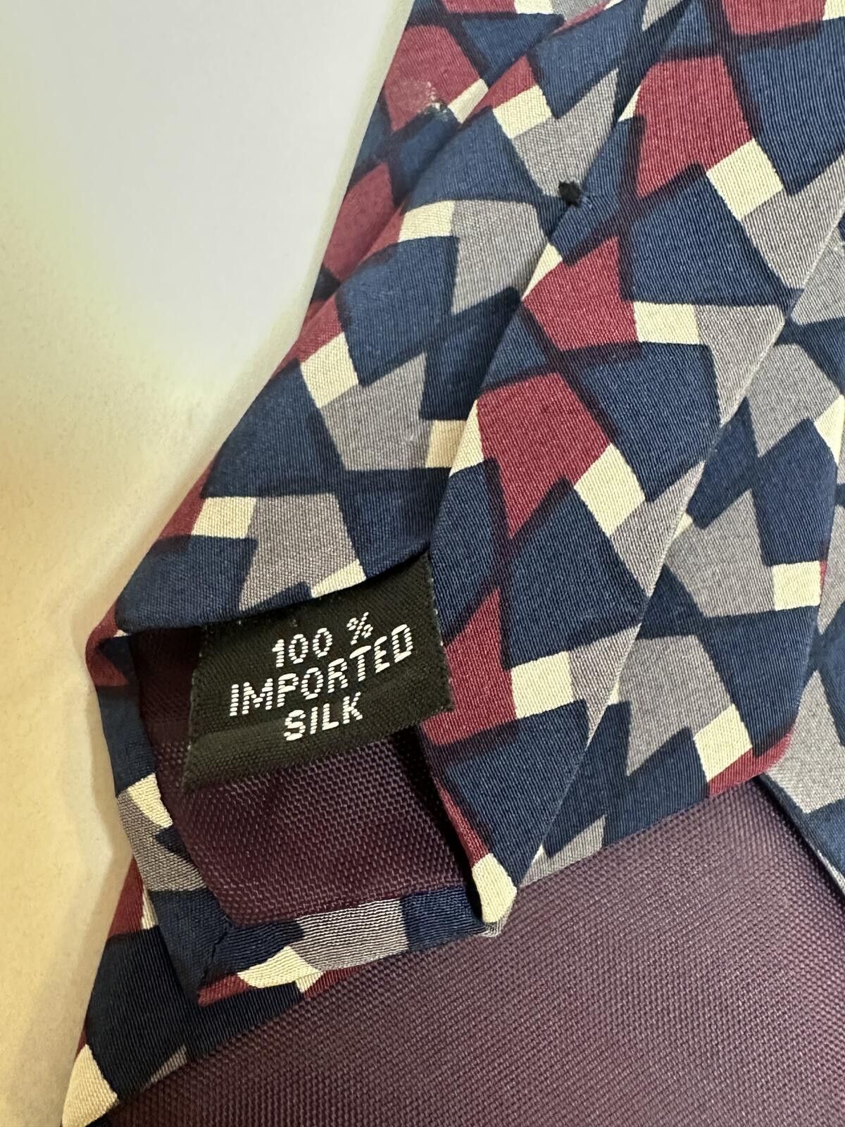 TED LAPIDUS Vintage Ted Lapidus 100% silk tie navy/burgundy/grey/cream Size ONE SIZE - 3 Thumbnail