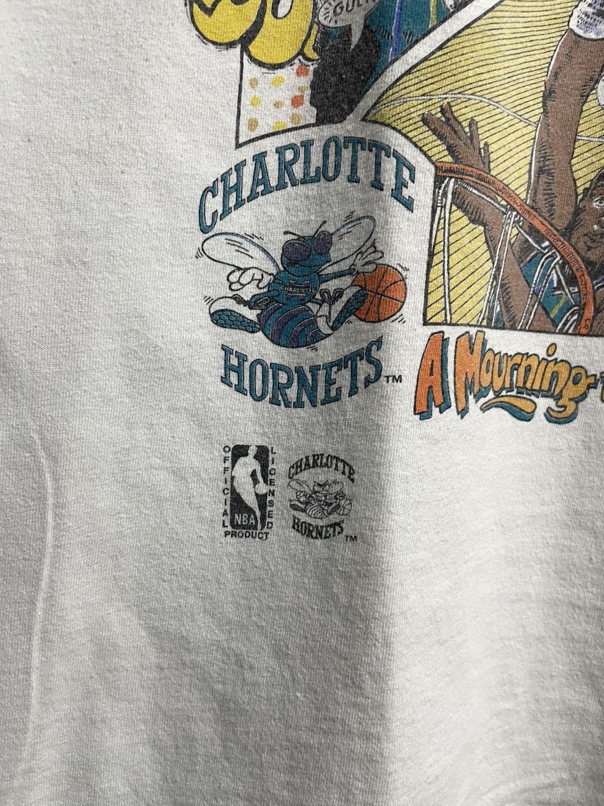 NBA Vintage 90s Charlotte Hornet Alonzo Mourning T-Shirt Size US L / EU 52-54 / 3 - 4 Thumbnail