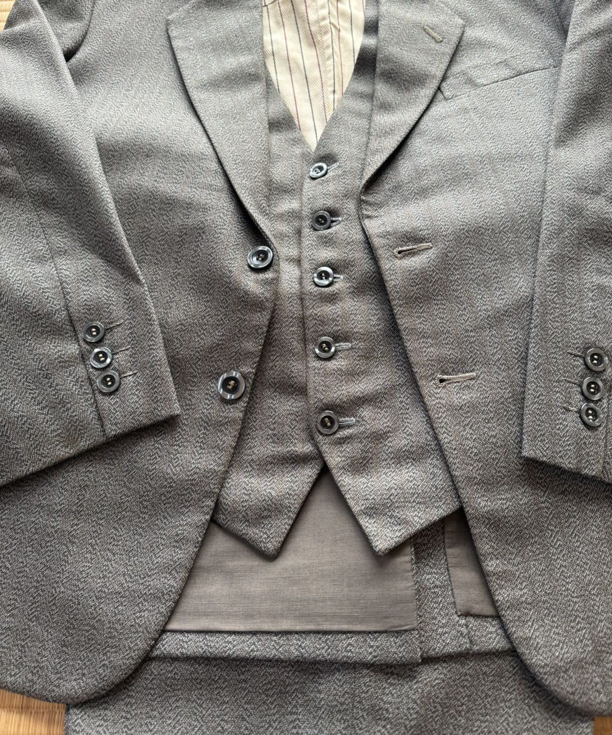 Other Autumn&Winter Vintage Japanese Blue Gray 3 Piece Wool Suit Size 36R - 4 Thumbnail
