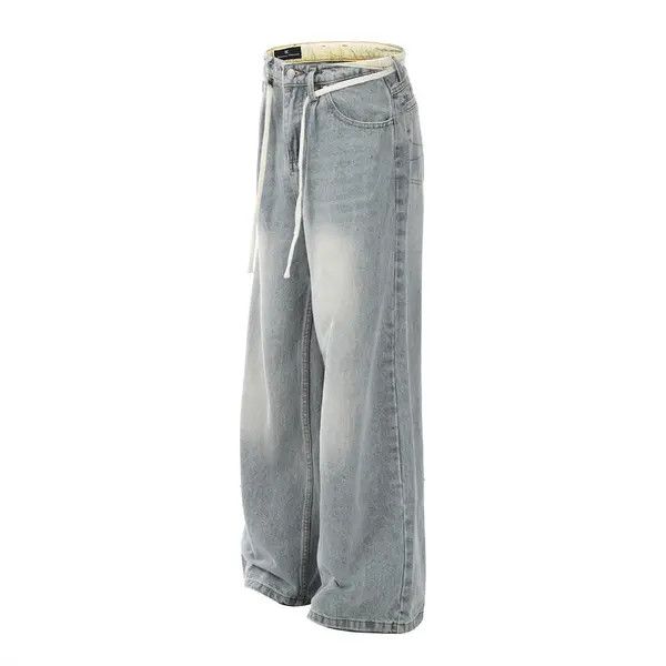 Japanese Brand American retro washed distressed simple loose lace-up jeans Size US 32 / EU 48 - 2 Thumbnail