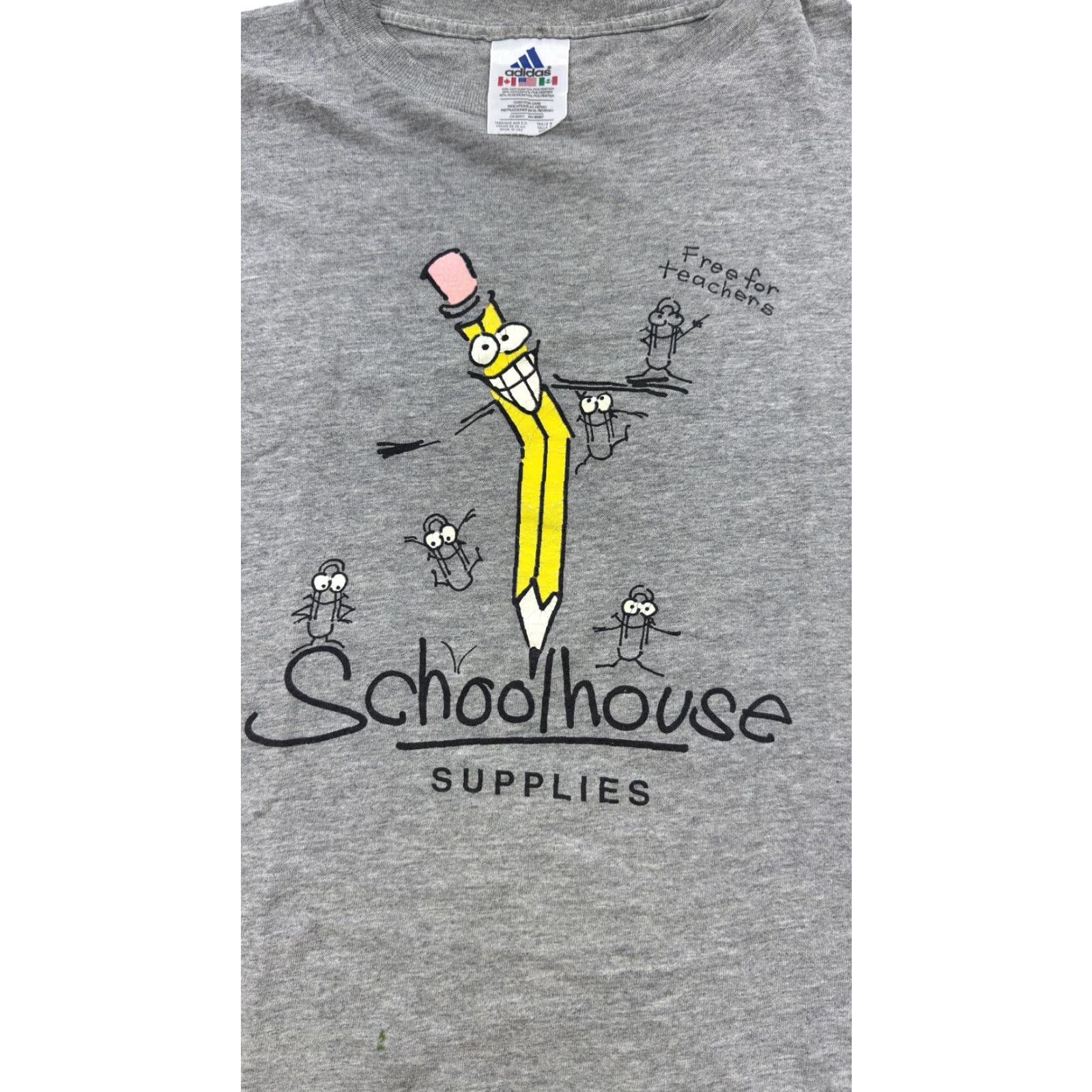 Adidas VINTAGE Adidas Shirt Mens Small Gray Schoolhouse Supplies Graphic Tee Made USA Retro Size US S / EU 44-46 / 1 - 3 Thumbnail