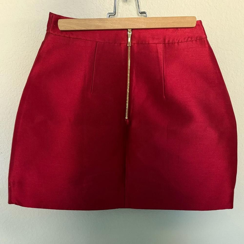 Designer Kate Spade Zooey Red Mini Skirt Silk Blend Size 2 Size 26" / US 2 / IT 38 - 6 Thumbnail