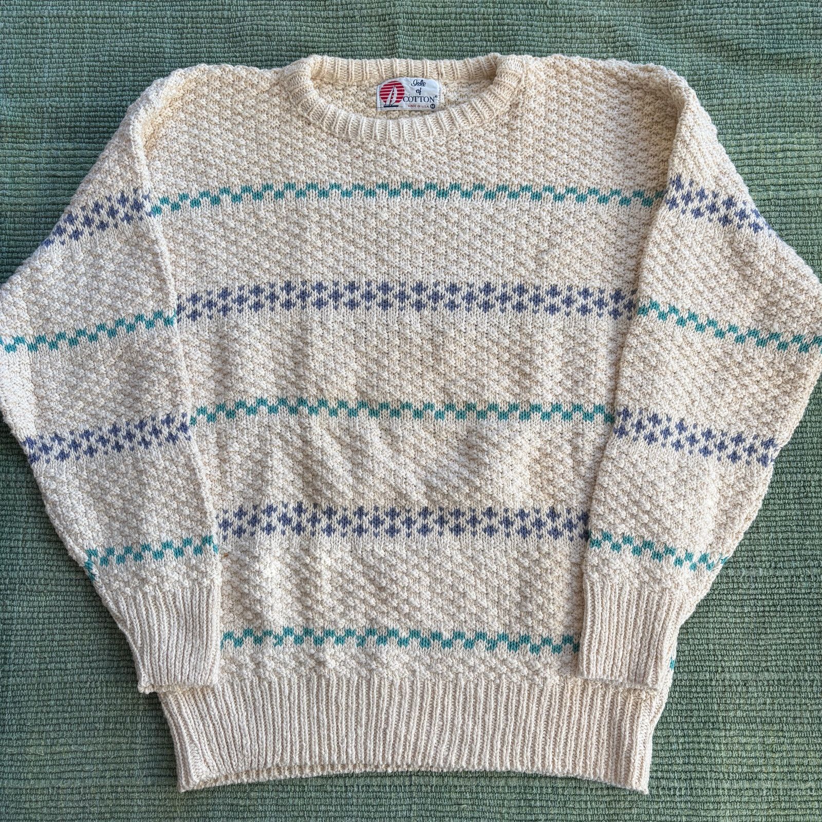 Vintage Vintage textured cotton 1990s isle of cotton knit sweater Size US M / EU 48-50 / 2 - 1 Thumbnail