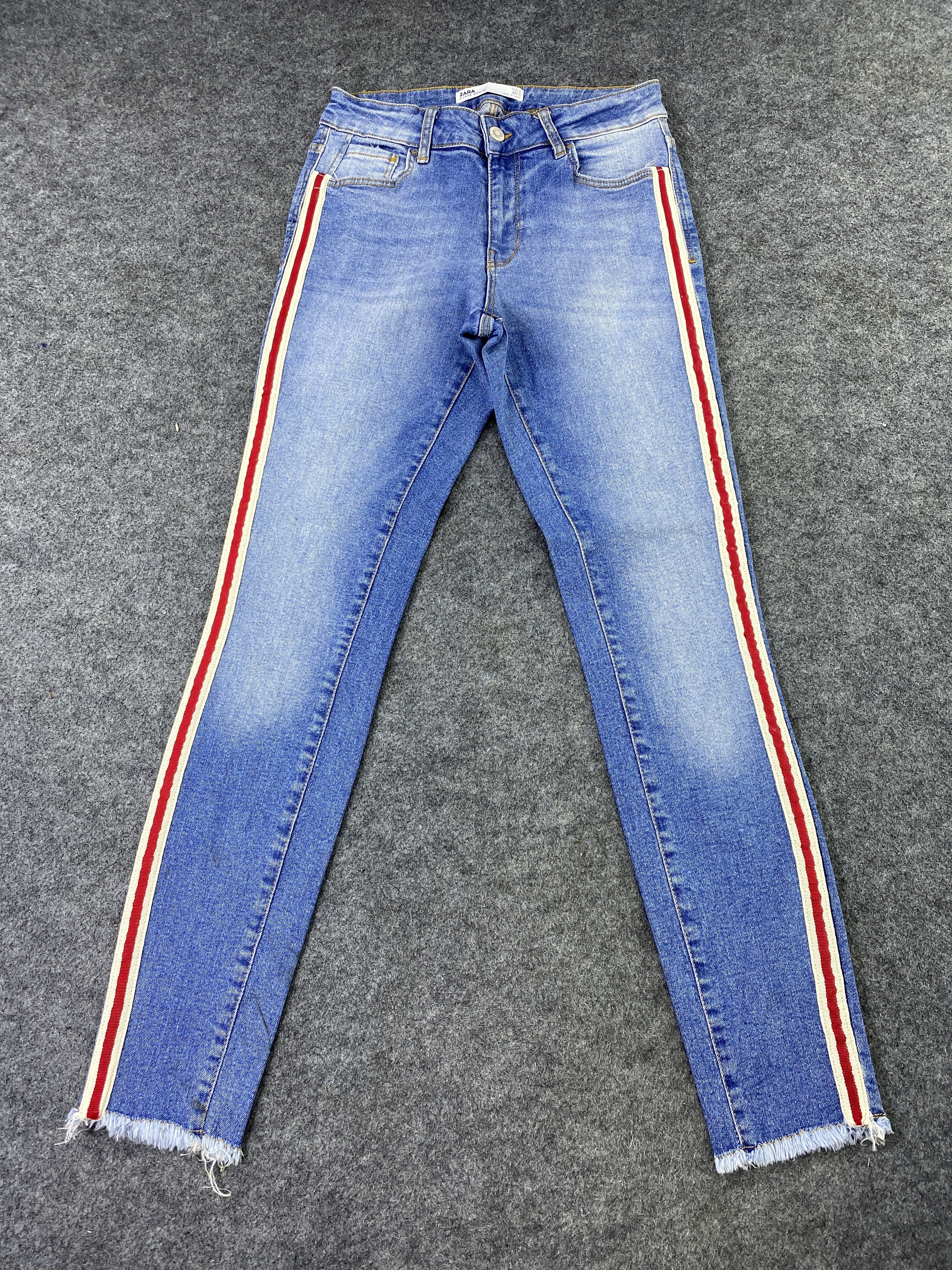 Zara Zara Side Stripe Skinny Blue Wash Jeans-J1136 Size 26" / US 2 / IT 38 - 2 Thumbnail