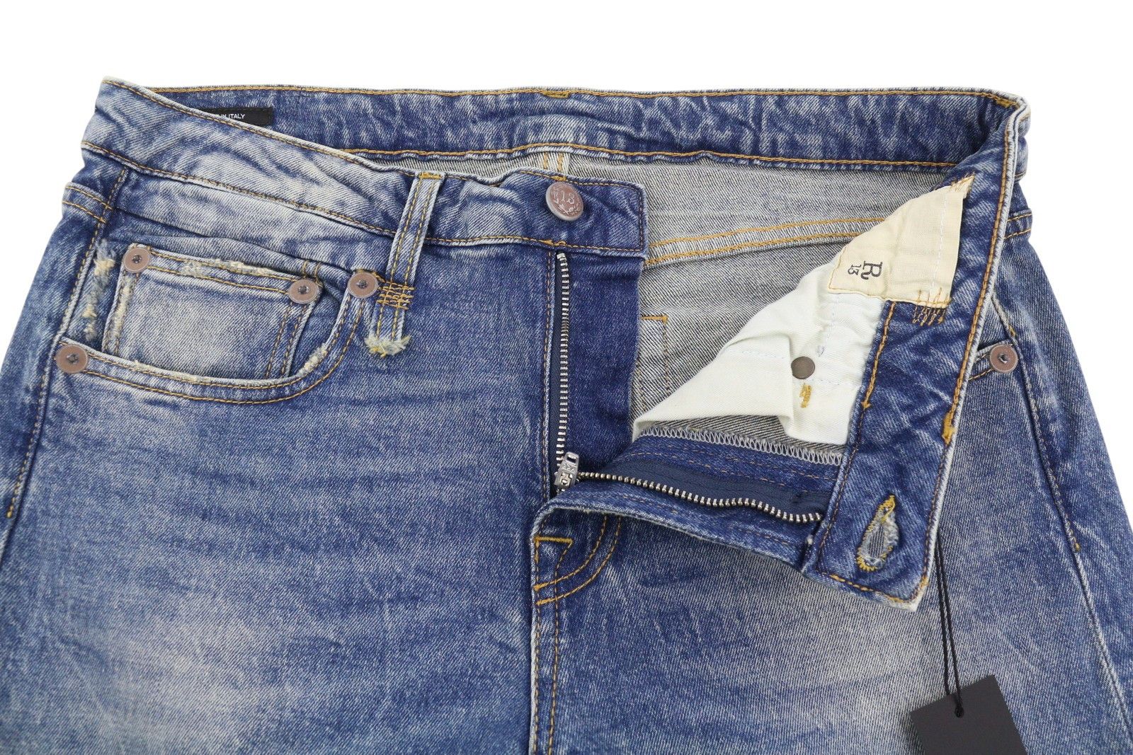 R13 BOY STRAIGHT 29 Kelly Stretch Faded Blue Jeans 87174 Size 29" - 5 Thumbnail