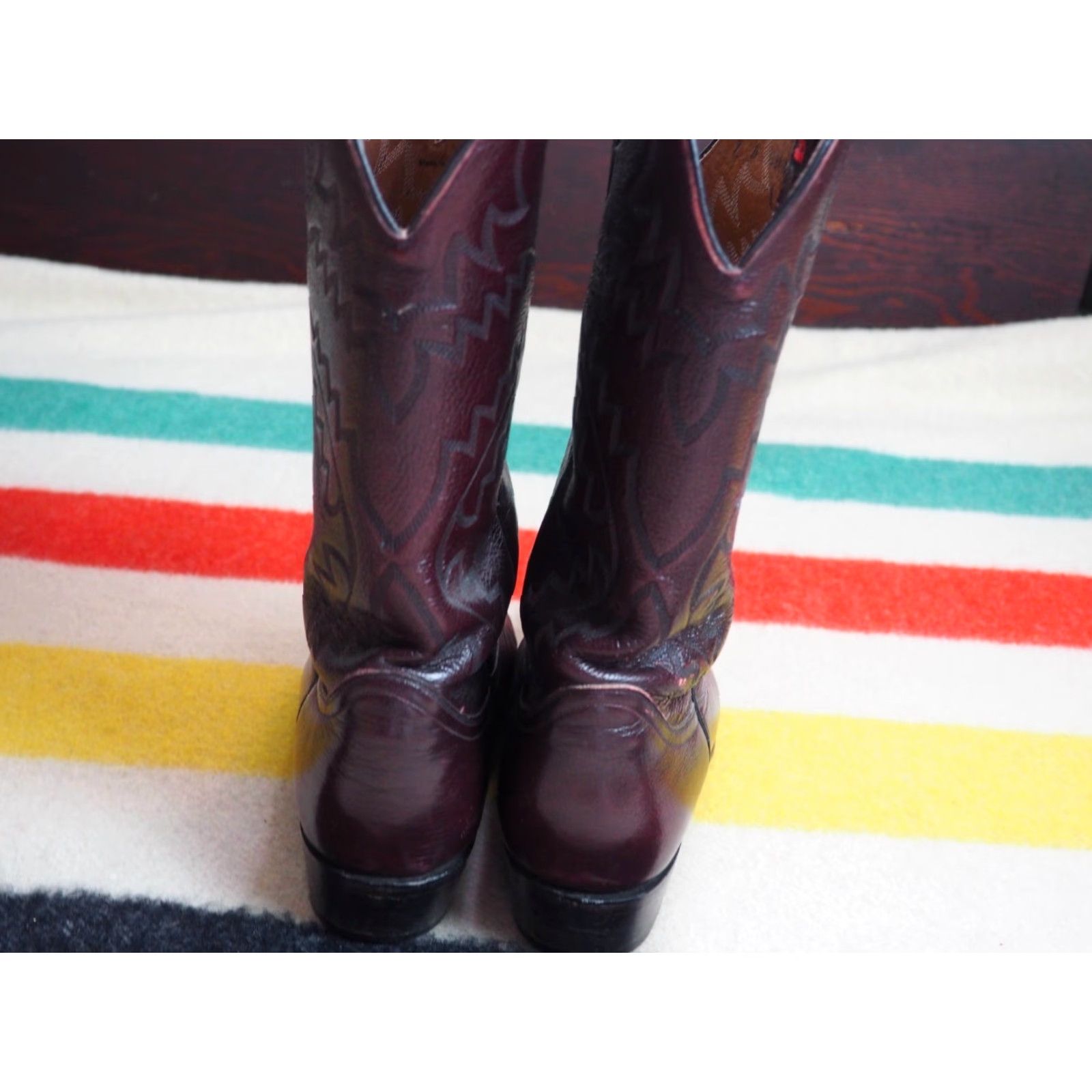 Vintage VINTAGE Laredo Boots Western Cowboy Rodeo Sunburst Leather Boots Mens US 9D Red Size US 9 / EU 42 - 4 Thumbnail