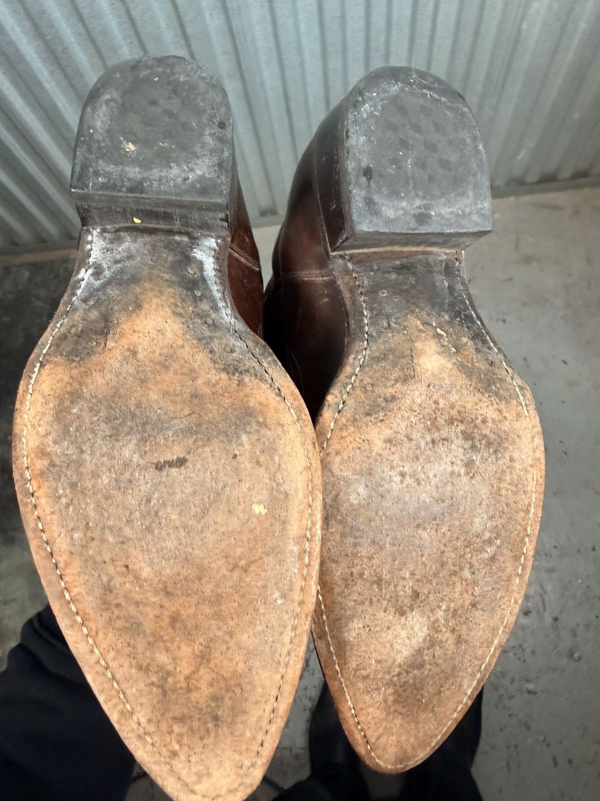 Other 70s Vintage Made in Usa Dark Brown Stock Show Cowboy Boots Size US 9.5 / EU 42-43 - 11 Thumbnail