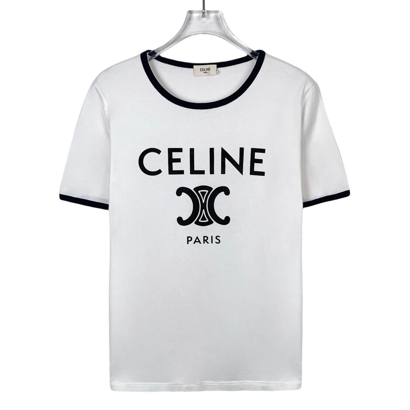 Celine CELINE Triomphe Logo Ringer T-Shirt Size S Size US S / EU 44-46 / 1 - 1 Thumbnail