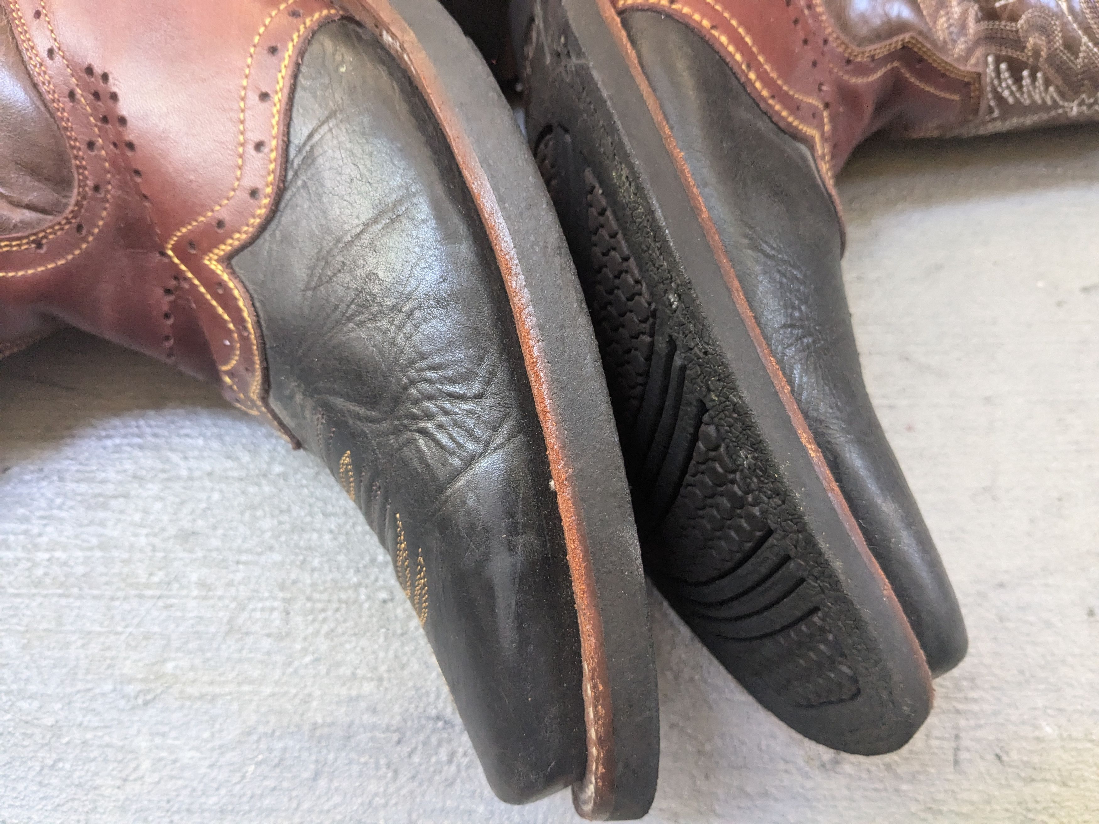 Genuine Leather Denver Cowboy Boots Brown Leather Black 11 Square Toe Rubber Size US 11 / EU 44 - 11 Thumbnail