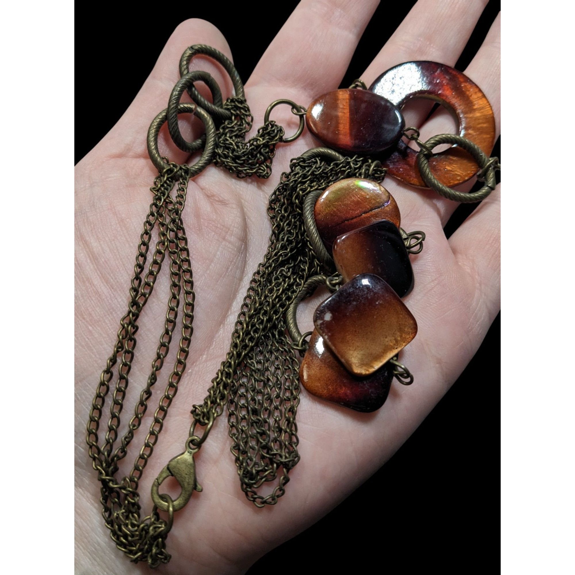 Other Vintage Multilayered Bronze Chain Necklace With Brown Shell Size ONE SIZE - 5 Thumbnail