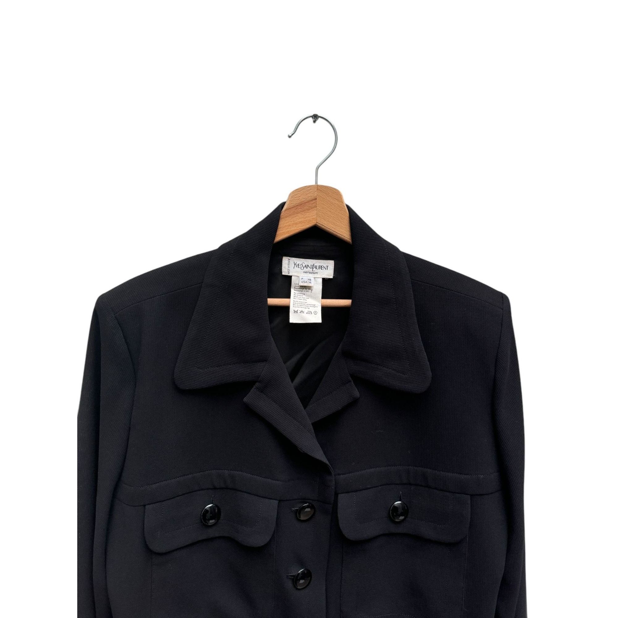 Yves Saint Laurent Black Wool Blouse Shirt Size L / US 10 / IT 46 - 2 Thumbnail