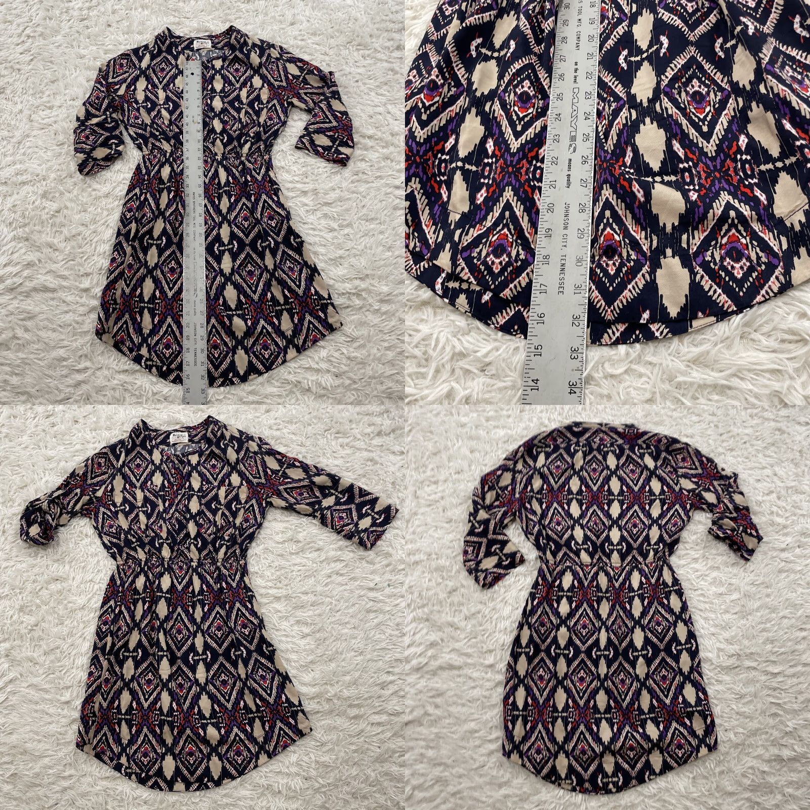 Anthropologie Anthropologie Shirt Dress Women 4 Purple Boho Aztec Western Y2k Geometric 3/4 Sleeve Button Pockets Multicolor Short Dress Style: Shirt Dress Size S / US 4 / IT 40 - 9 Thumbnail