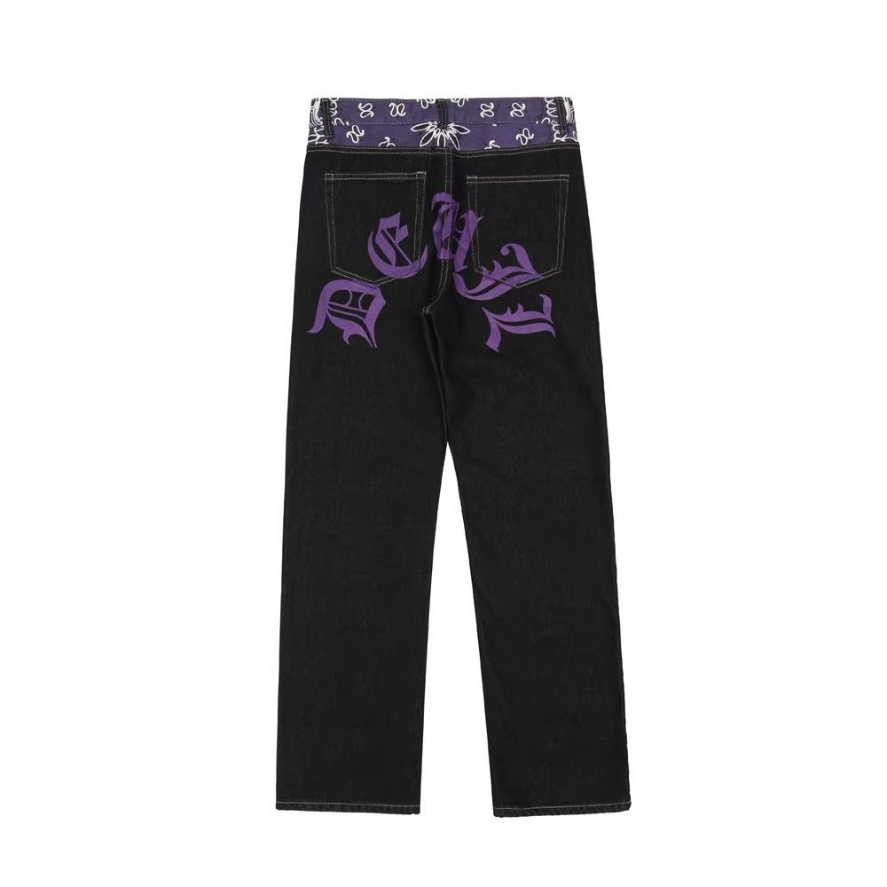 Japanese Brand × Jean Men's Letter Print Contrast Color Stitching Jeans Size US 32 / EU 48 - 1 Thumbnail