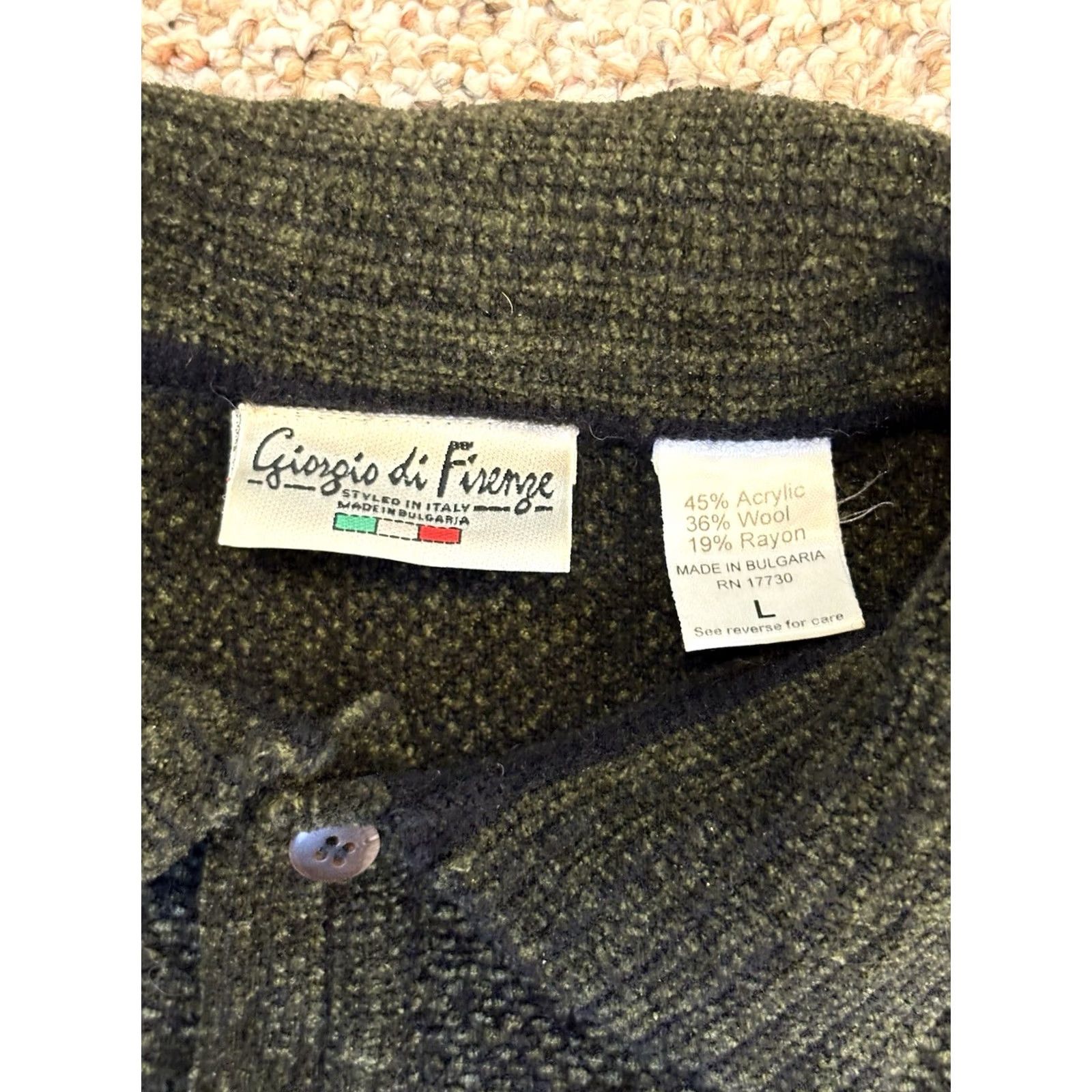 Vintage VINTAGE Giorgio di Firenze Sweater Knit Pullover Wool Blend Green Size L Men Regular Long Sleeve Collared Pattern: Solid All Seasons Size US L / EU 52-54 / 3 - 3 Thumbnail