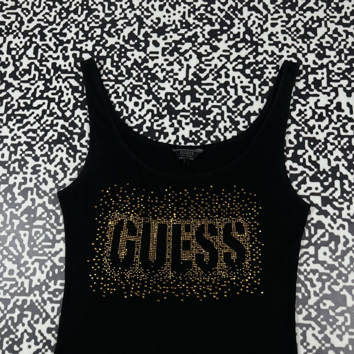 Guess Vintage Y2K GUESS Rhinestones Logo Sexy Retro Style Tank Top Size L / US 10 / IT 46 - 3 Thumbnail