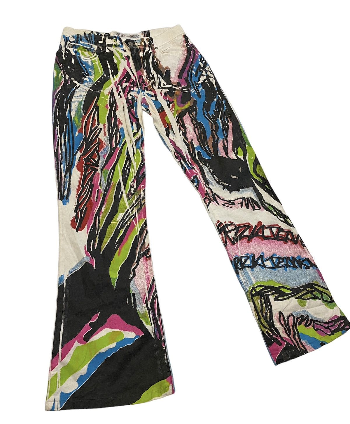 If Six Was Nine Krizia 💰💰 SICK!! RARE trousers Flared FULLPRINT Size US 29 - 3 Thumbnail